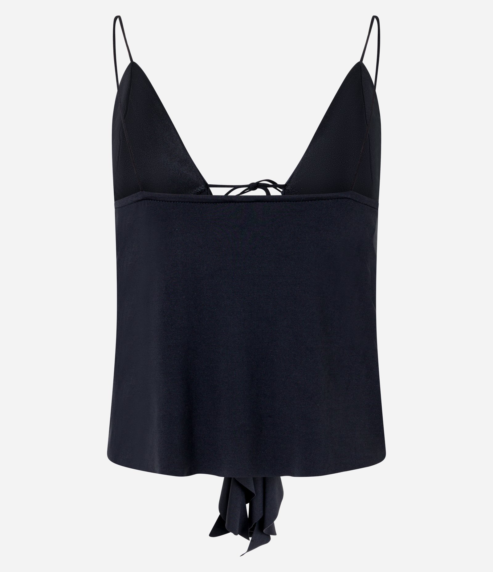 Blusa em Helanca com Alça Rabo de Rato e Babados Frontais Preto 5