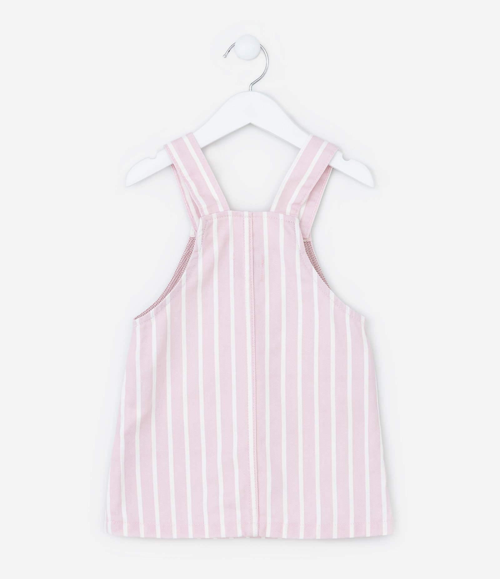 Salopete Infantil em Jeans com Estampa de Listra - Tam 1 a 6 Anos Rosa 2