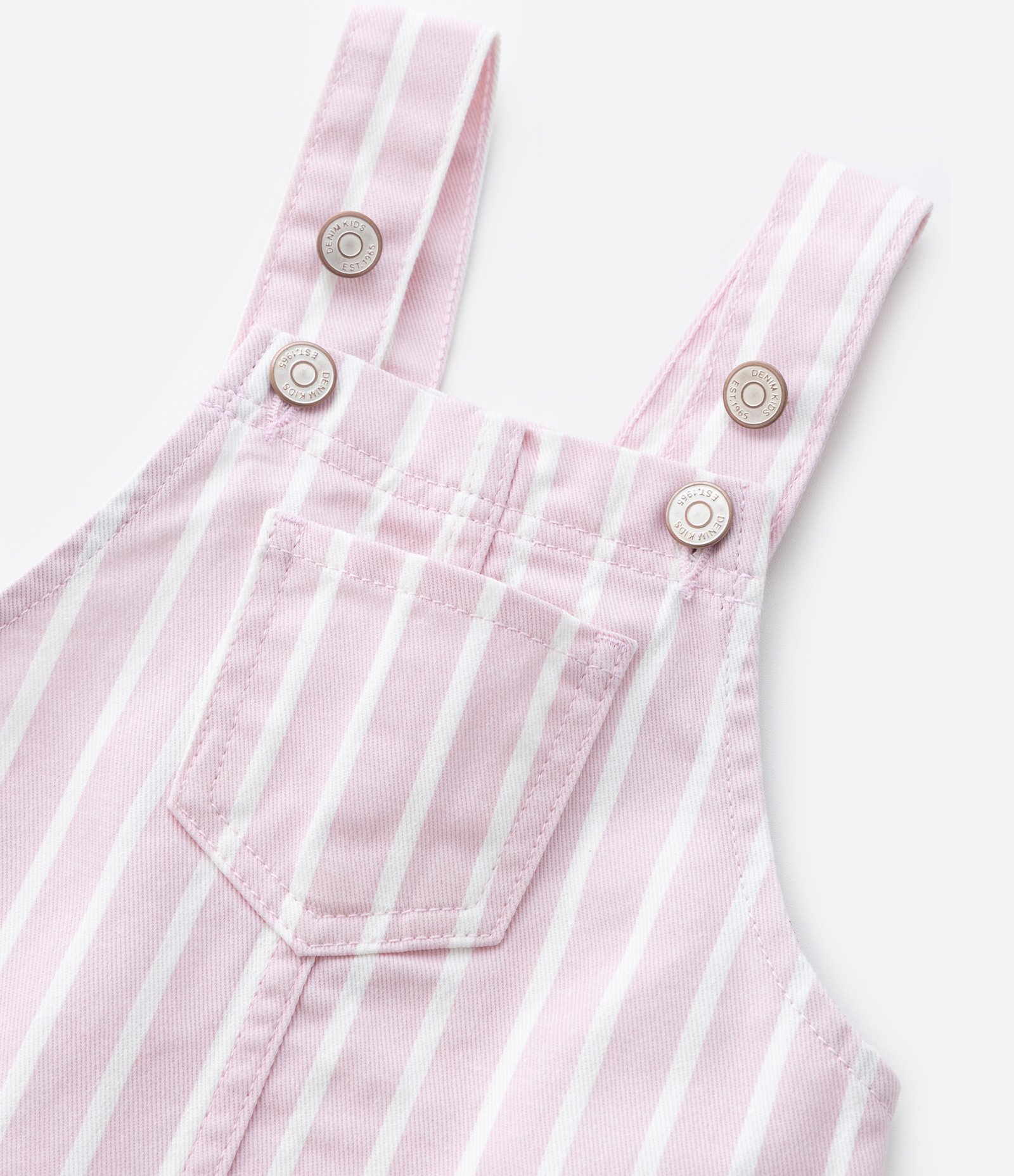 Salopete Infantil em Jeans com Estampa de Listra - Tam 1 a 6 Anos Rosa 4