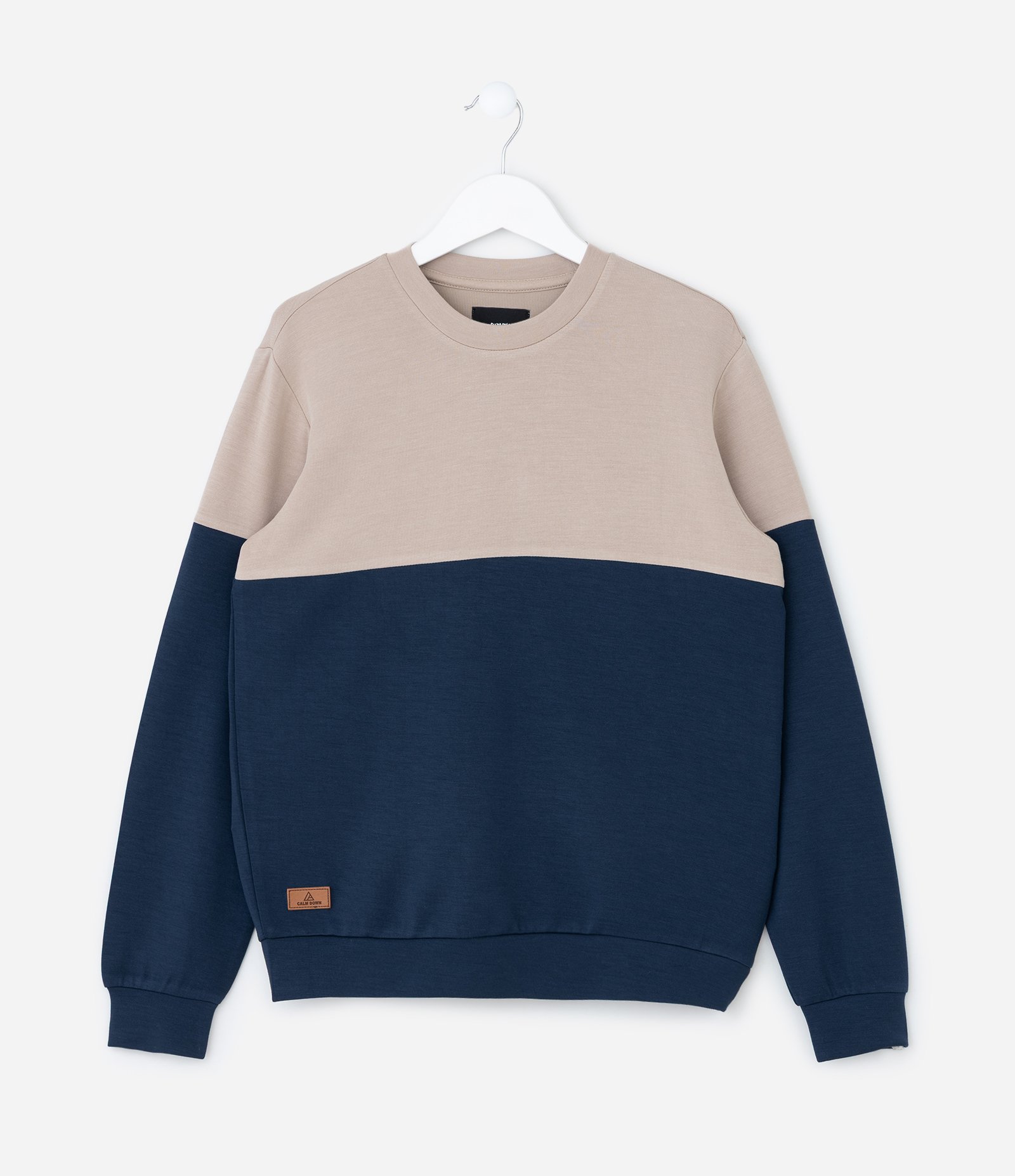 Casaco Infantil em Modal Bicolor - Tam 5 a 14 Anos Bege/Azul 1