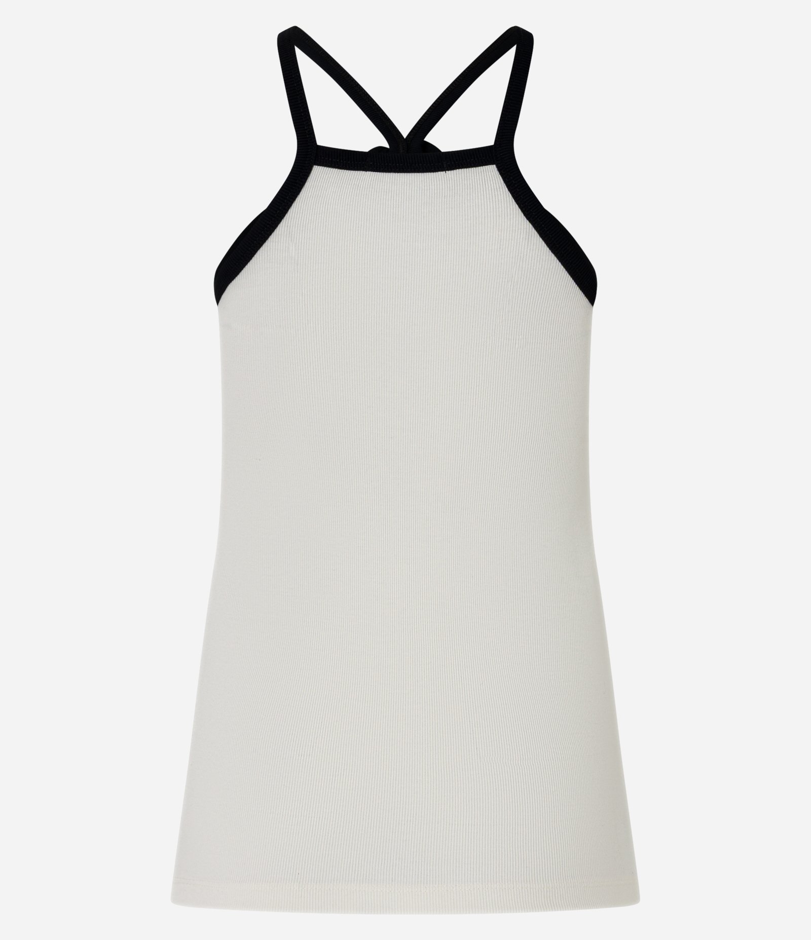 Blusa em Ribana com Flor de Tecido na Gola Halter Off White 7