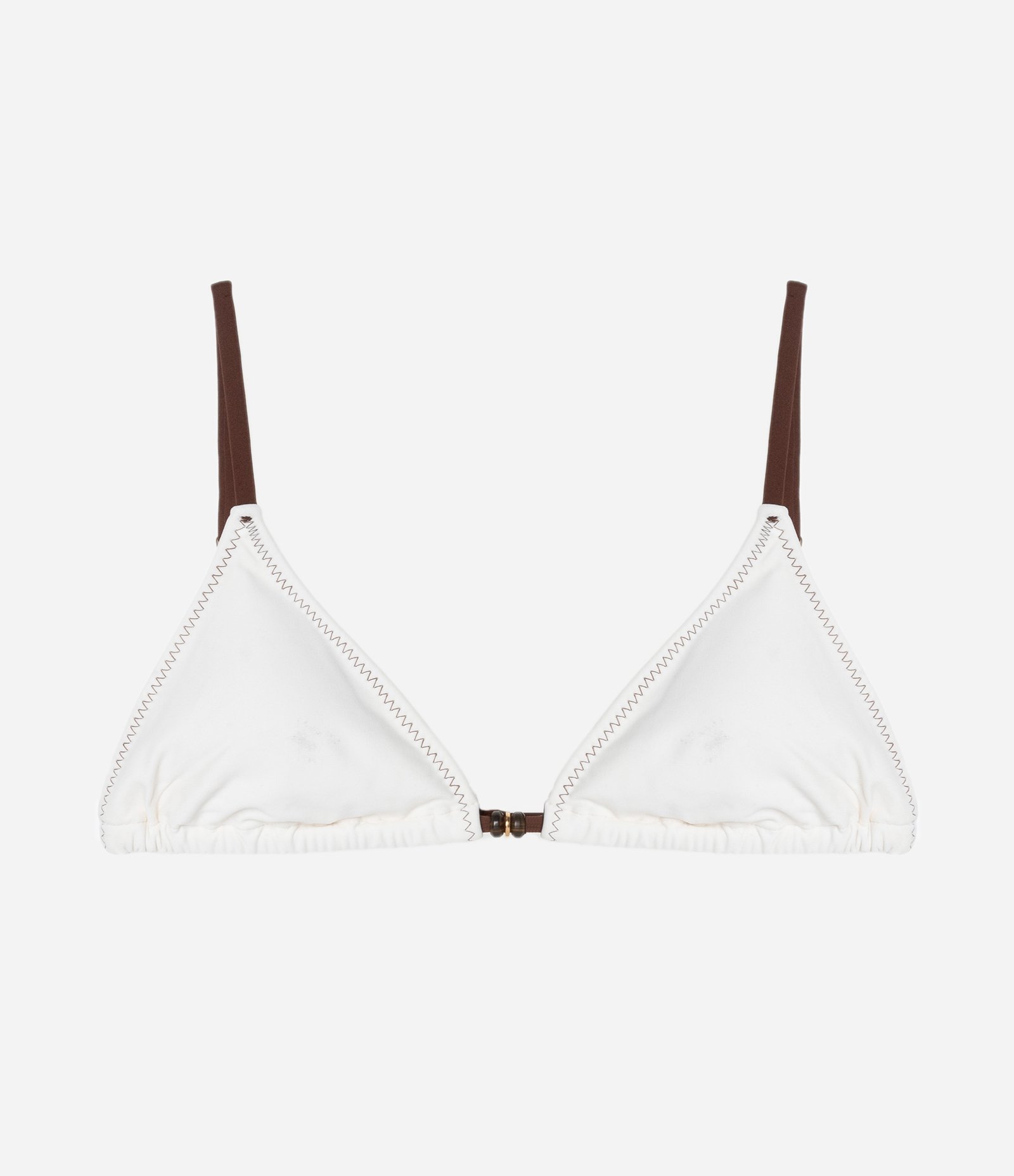 Biquíni Top Cortininha com Aviamento de Madeira e Alças Contrastantes Branco 5