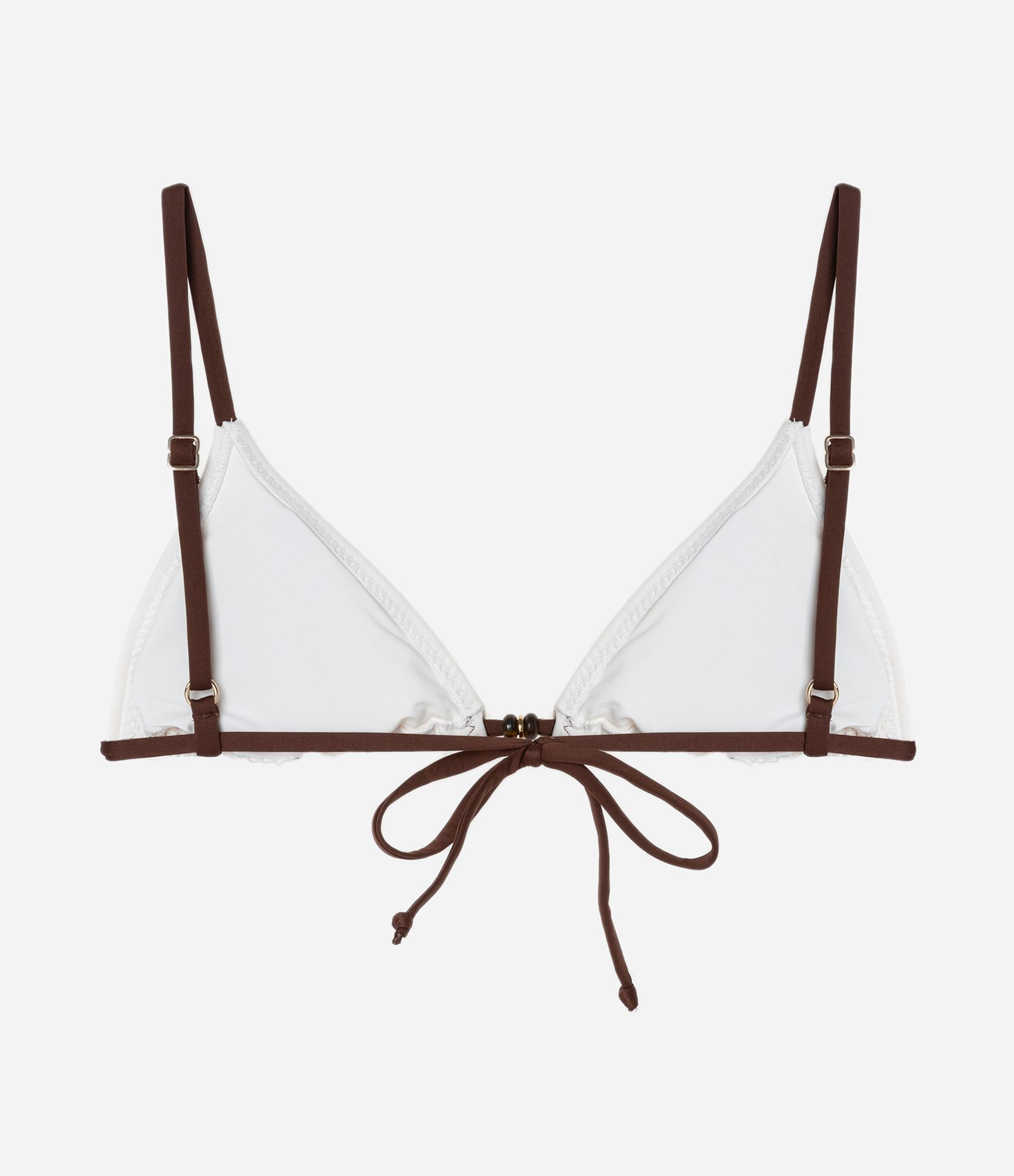 Biquíni Top Cortininha com Aviamento de Madeira e Alças Contrastantes Branco 6