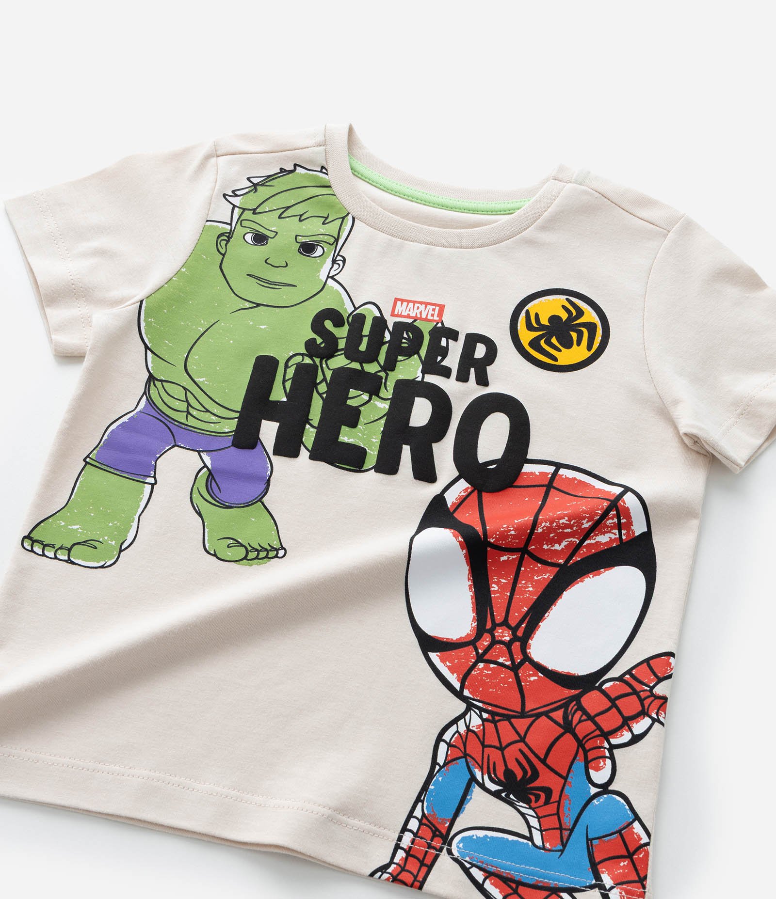 Pijama Infantil com Estampa Baby Heróis Spidey e Hulk - Tam 2 a 6 Anos Bege 8