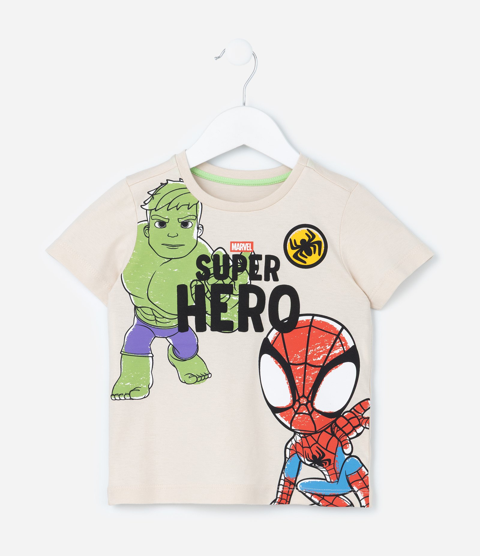 Pijama Infantil com Estampa Baby Heróis Spidey e Hulk - Tam 2 a 6 Anos Bege 2
