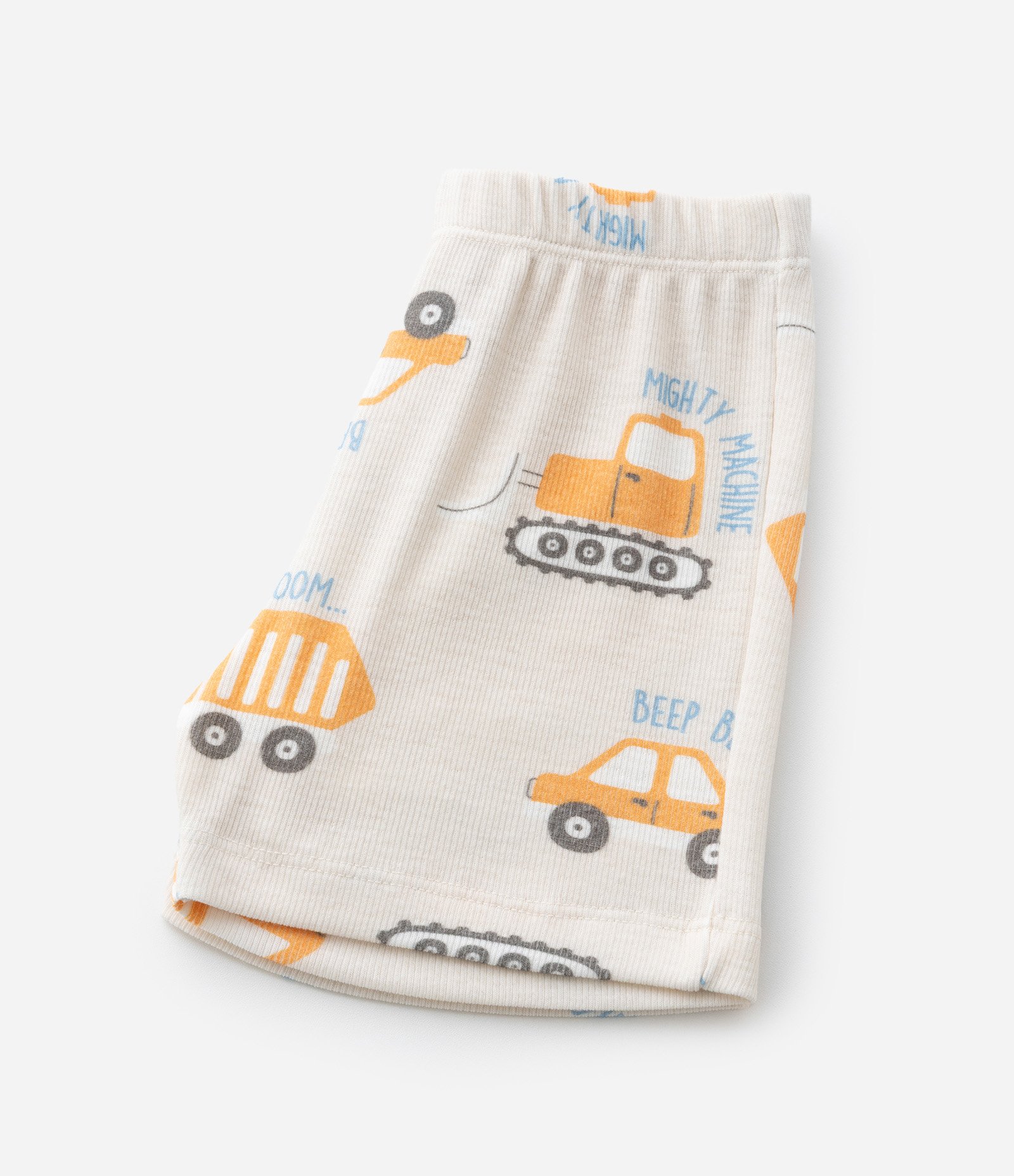 Pijama Curto em Ribana Estampa de Carrinhos - Tam 1 a 4 anos Bege 8