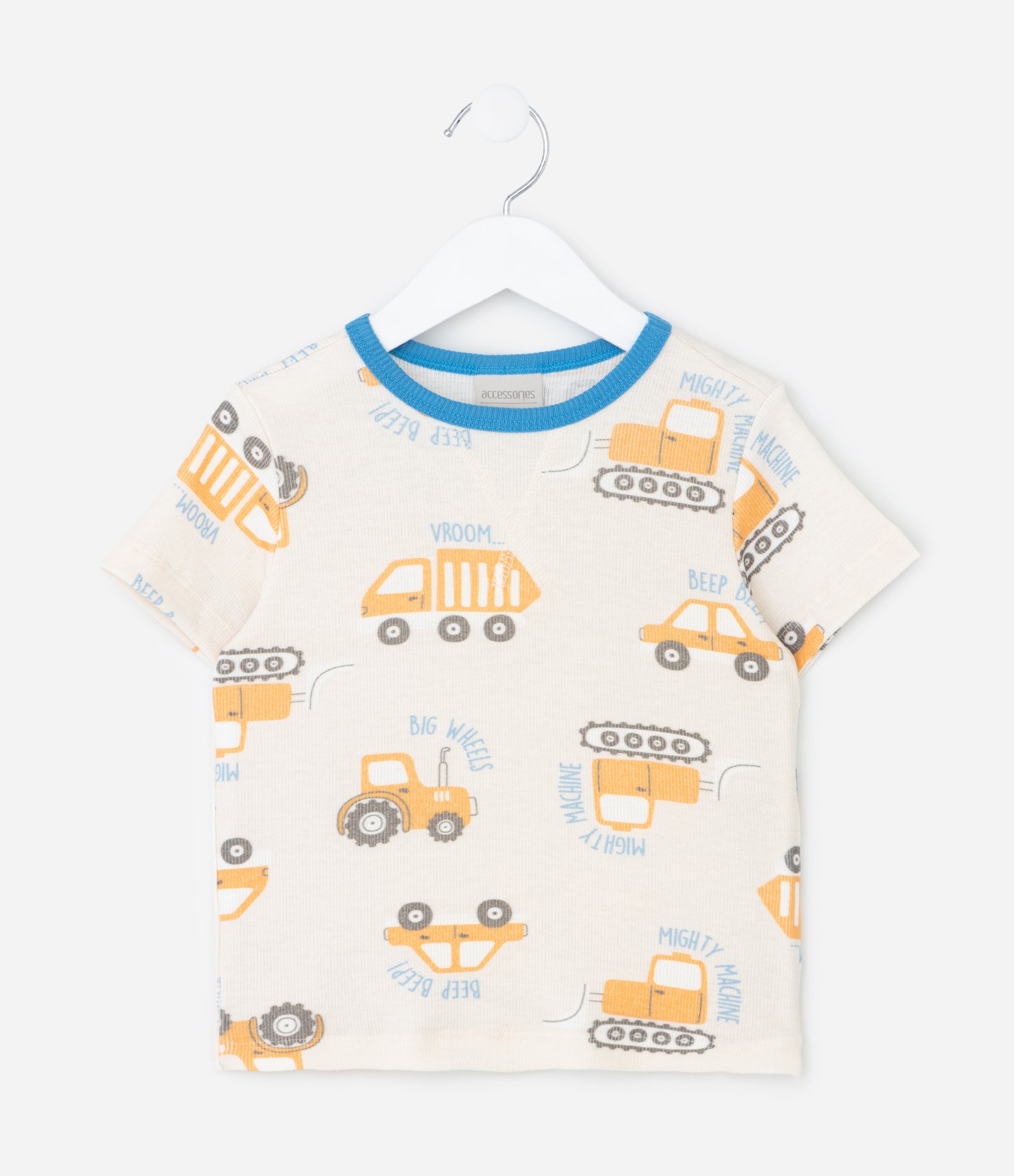 Pijama Curto em Ribana Estampa de Carrinhos - Tam 1 a 4 anos Bege 2