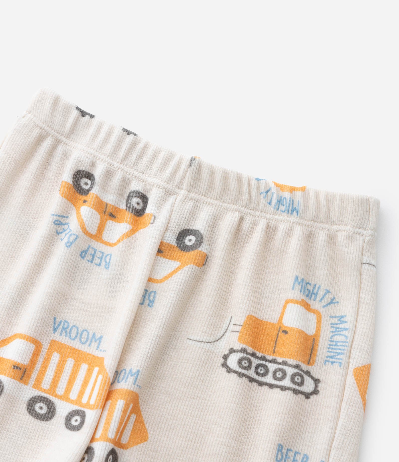 Pijama Curto em Ribana Estampa de Carrinhos - Tam 1 a 4 anos Bege 7