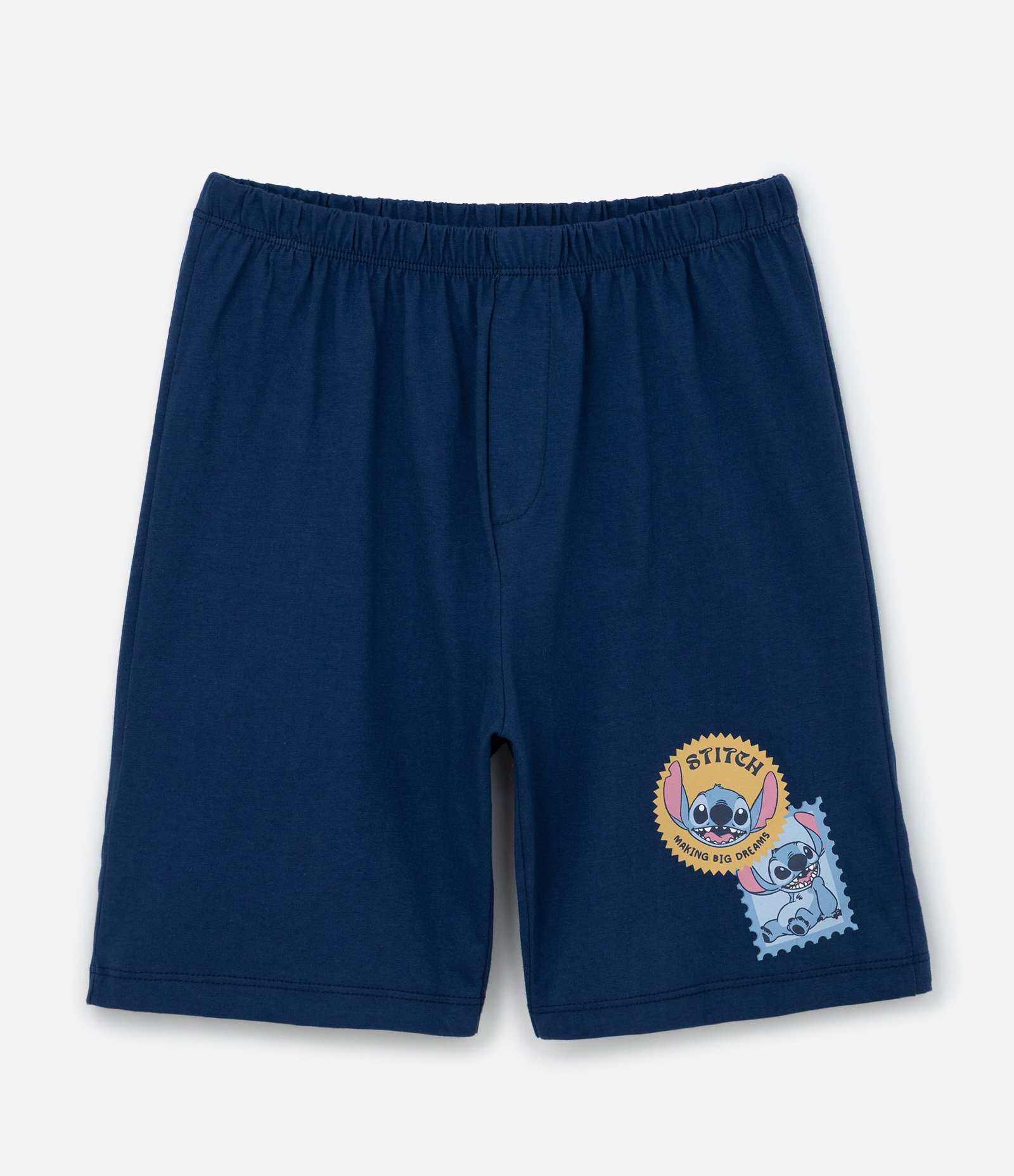 Pijama Infantil com Estampa do Stitch Ohana - Tam 2 a 14 Anos Bege/Azul 4