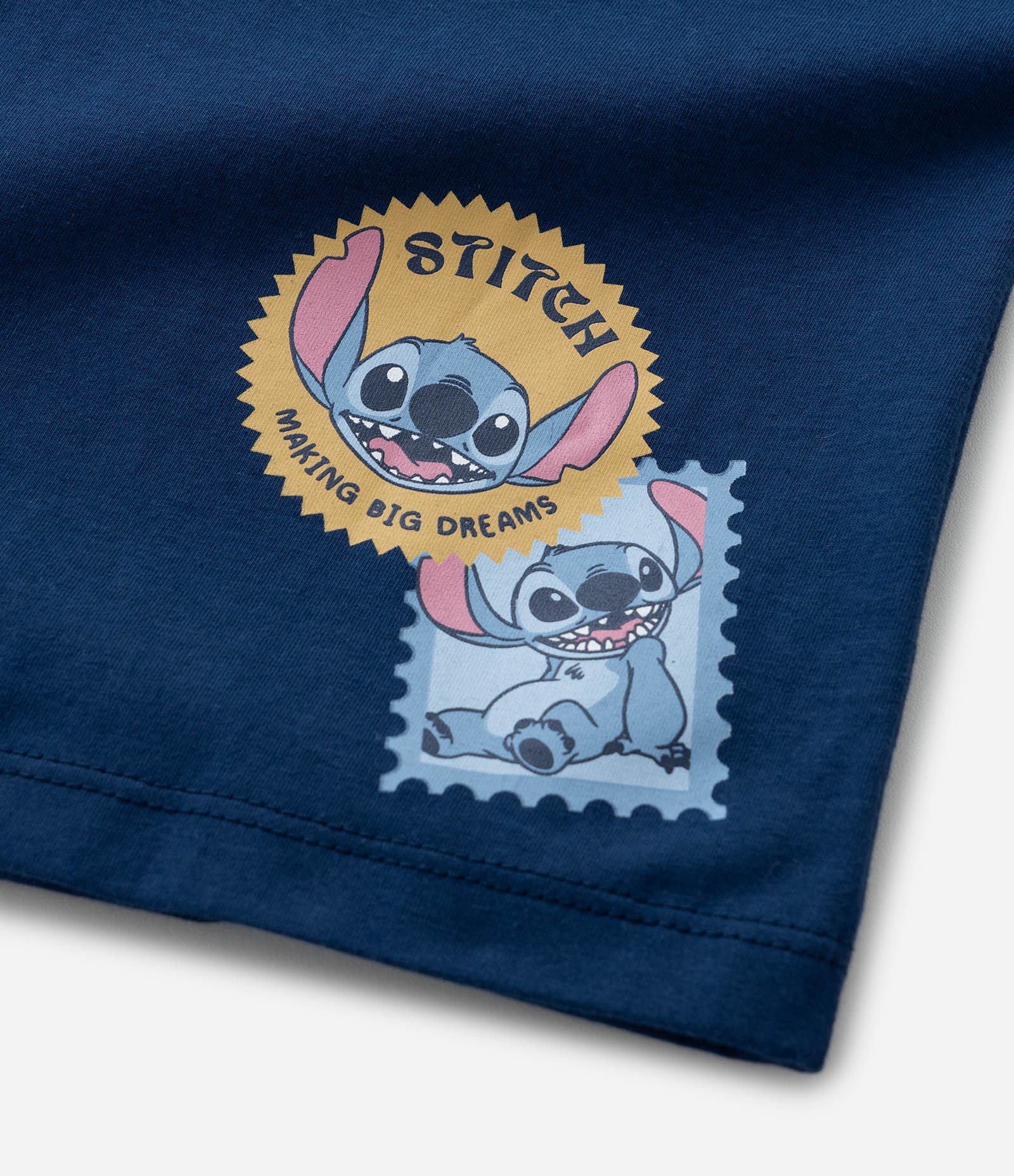 Pijama Infantil com Estampa do Stitch Ohana - Tam 2 a 14 Anos Bege/Azul 7