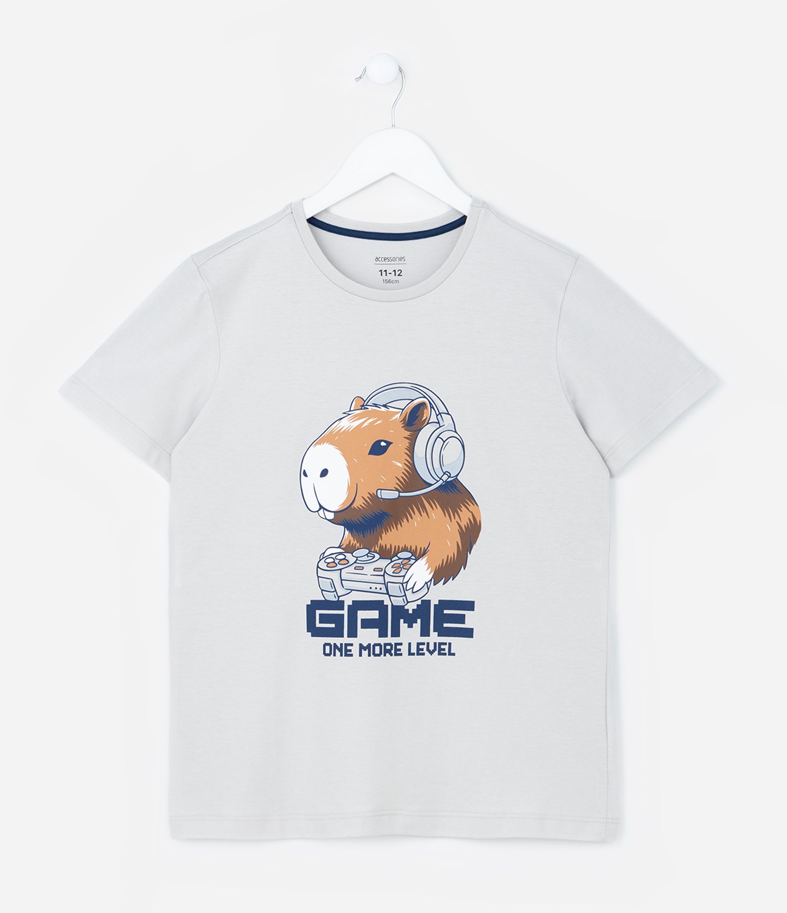 Pijama Infantil com Estampa Capivara Gamer - Tam 7 a 16 Anos Azul/Cinza 2