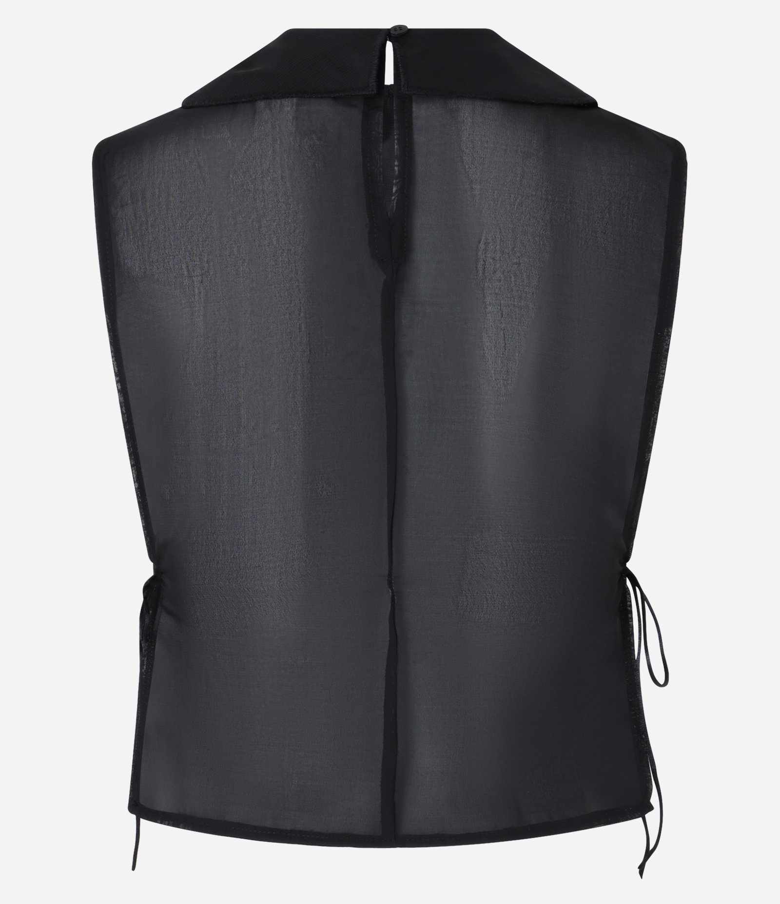 Colete em Chiffon com Amarração Lateral e Paetês Bordados Preto 6
