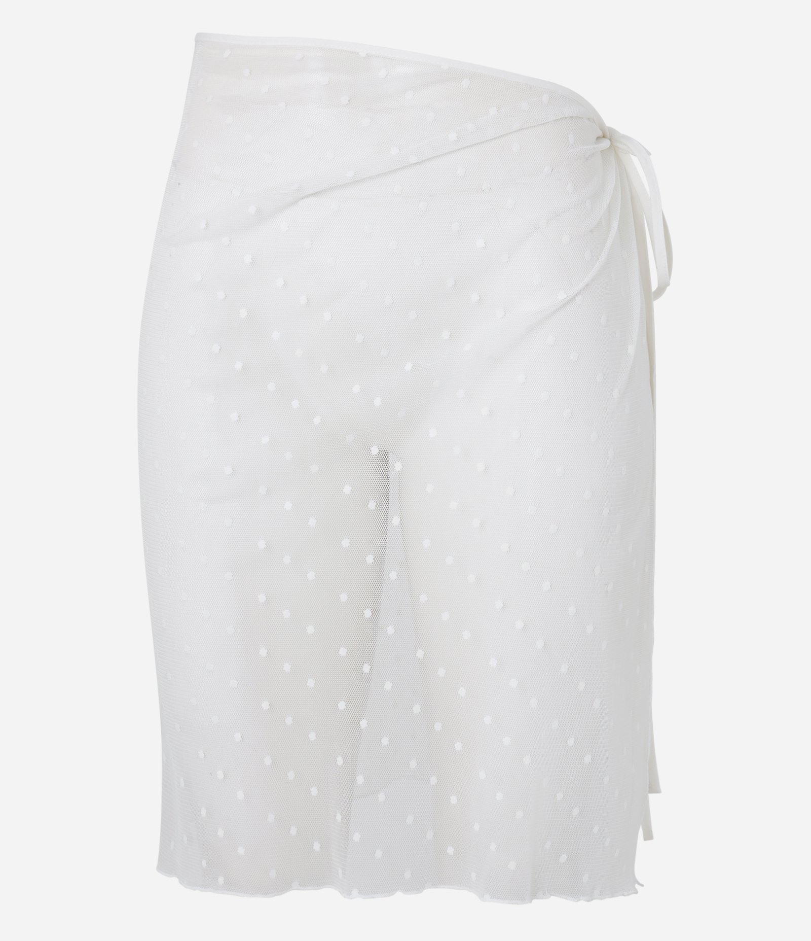 Saia Reta em Tule Poá com Amarração Lateral Branco 4