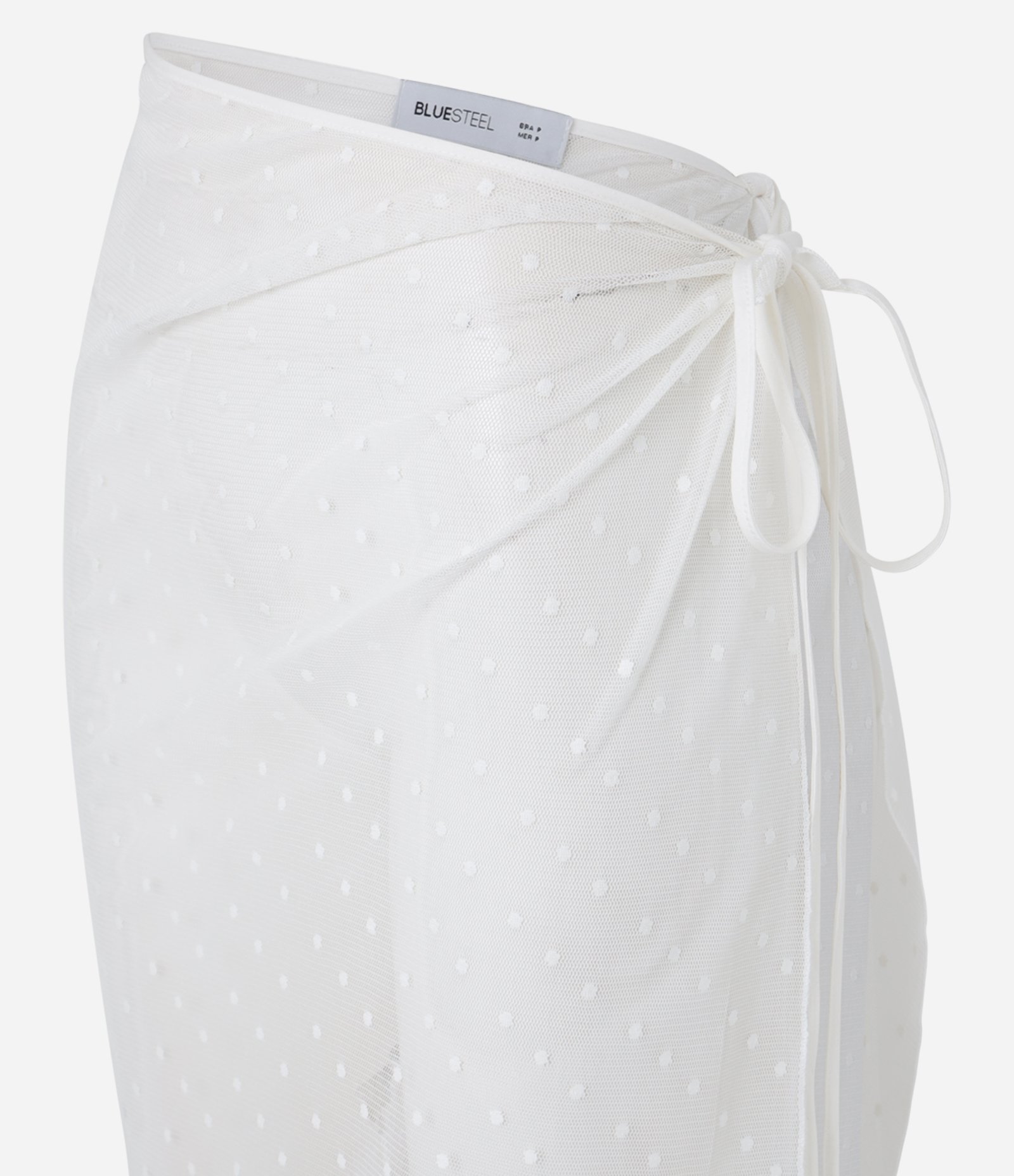 Saia Reta em Tule Poá com Amarração Lateral Branco 5