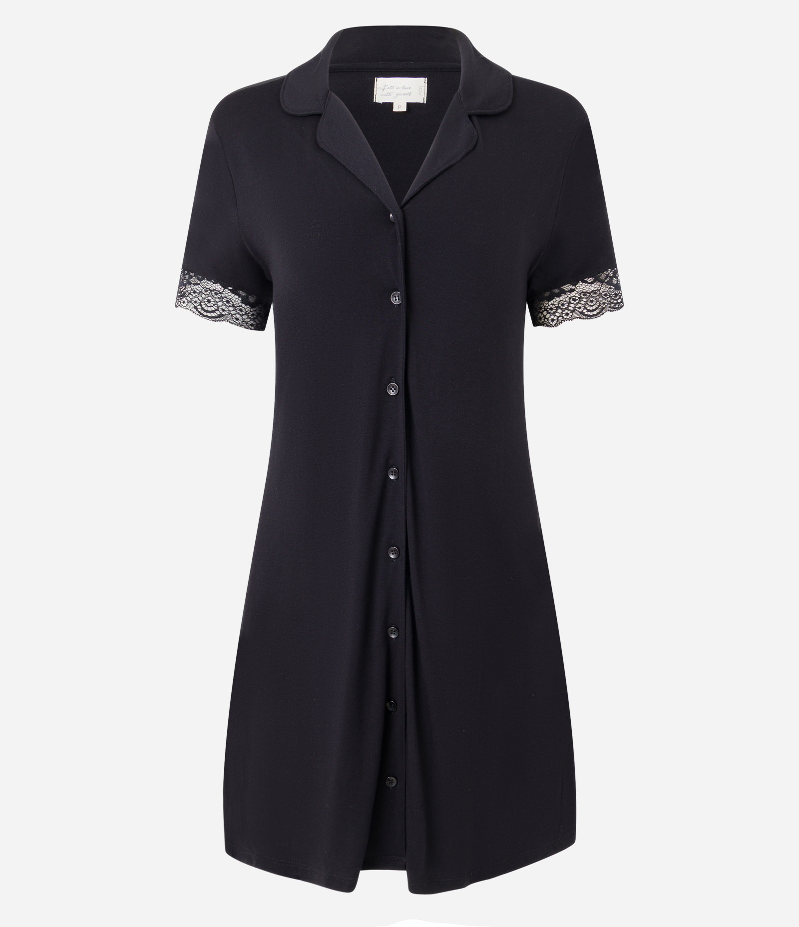 Camisola Americana em Viscose com Renda na Manga Preto 3