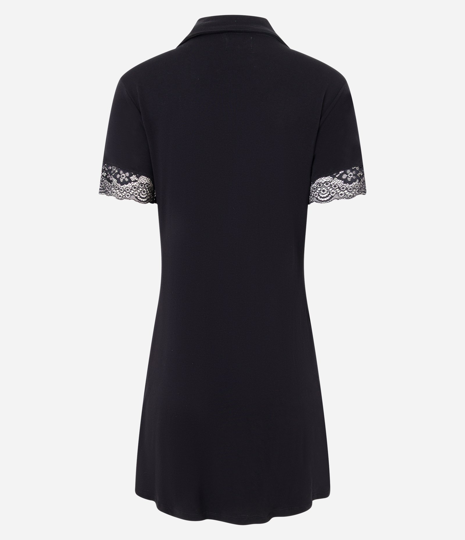 Camisola Americana em Viscose com Renda na Manga Preto 4