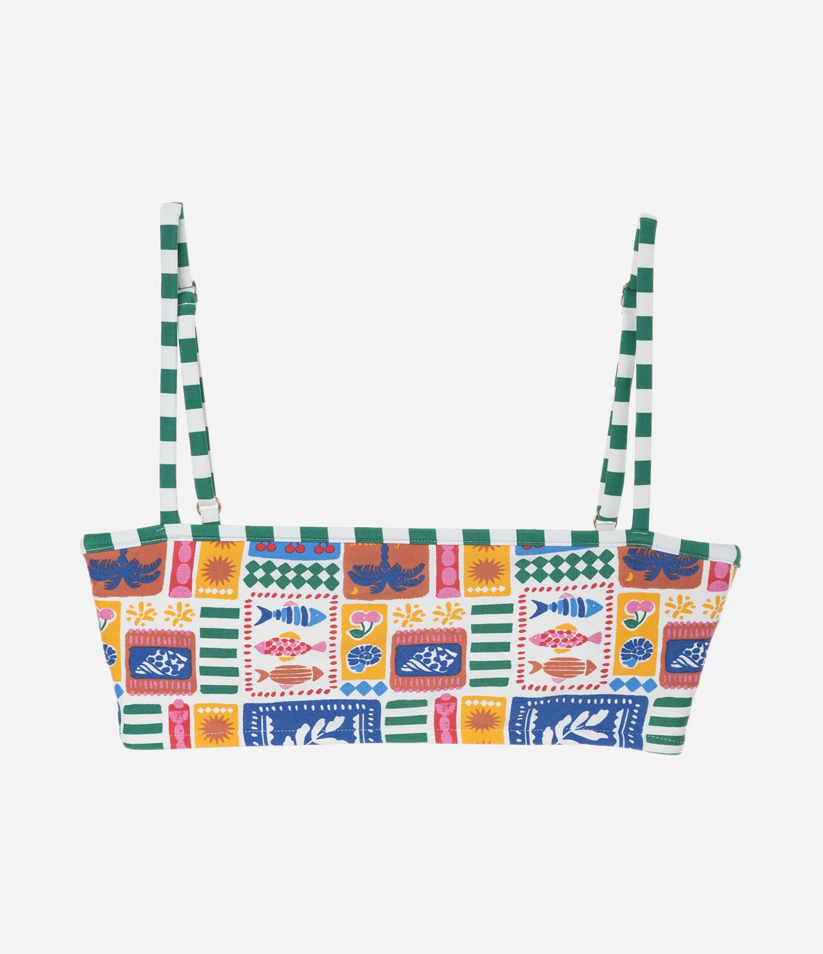 Biquíni Top Faixa em Microfibra com Estampa Tropical e Listras Multicores 5