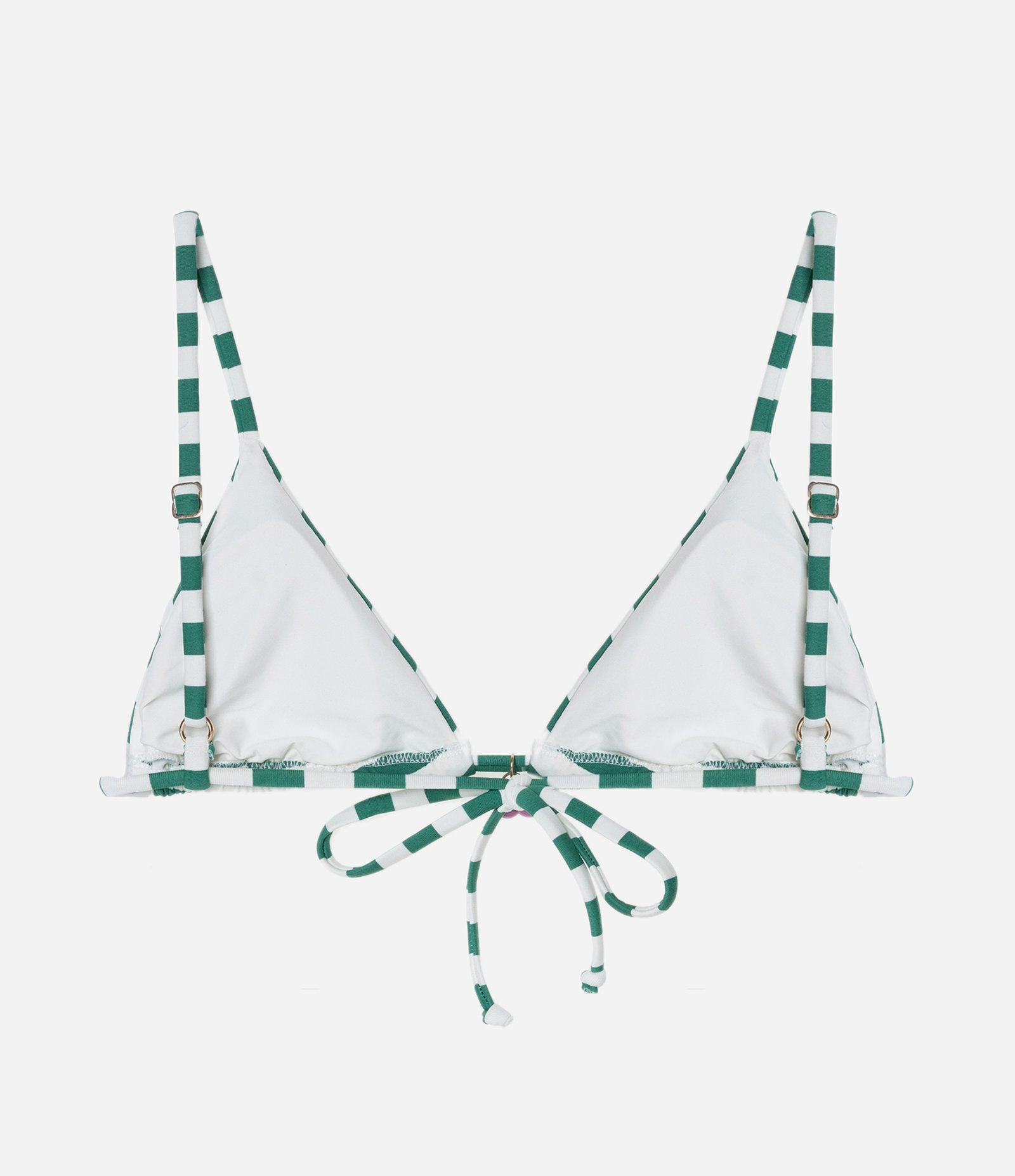 Biquíni Top Cortininha em Microfibra Listrada com Aviamento de Cerejinha Verde 6