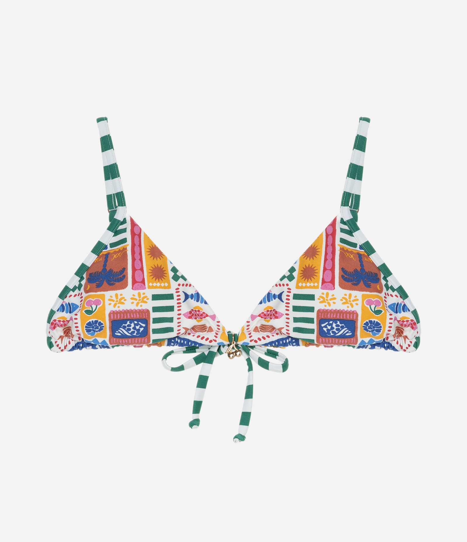Biquíni Top Cortininha com Estampa Tropical e Listras Multicores 5