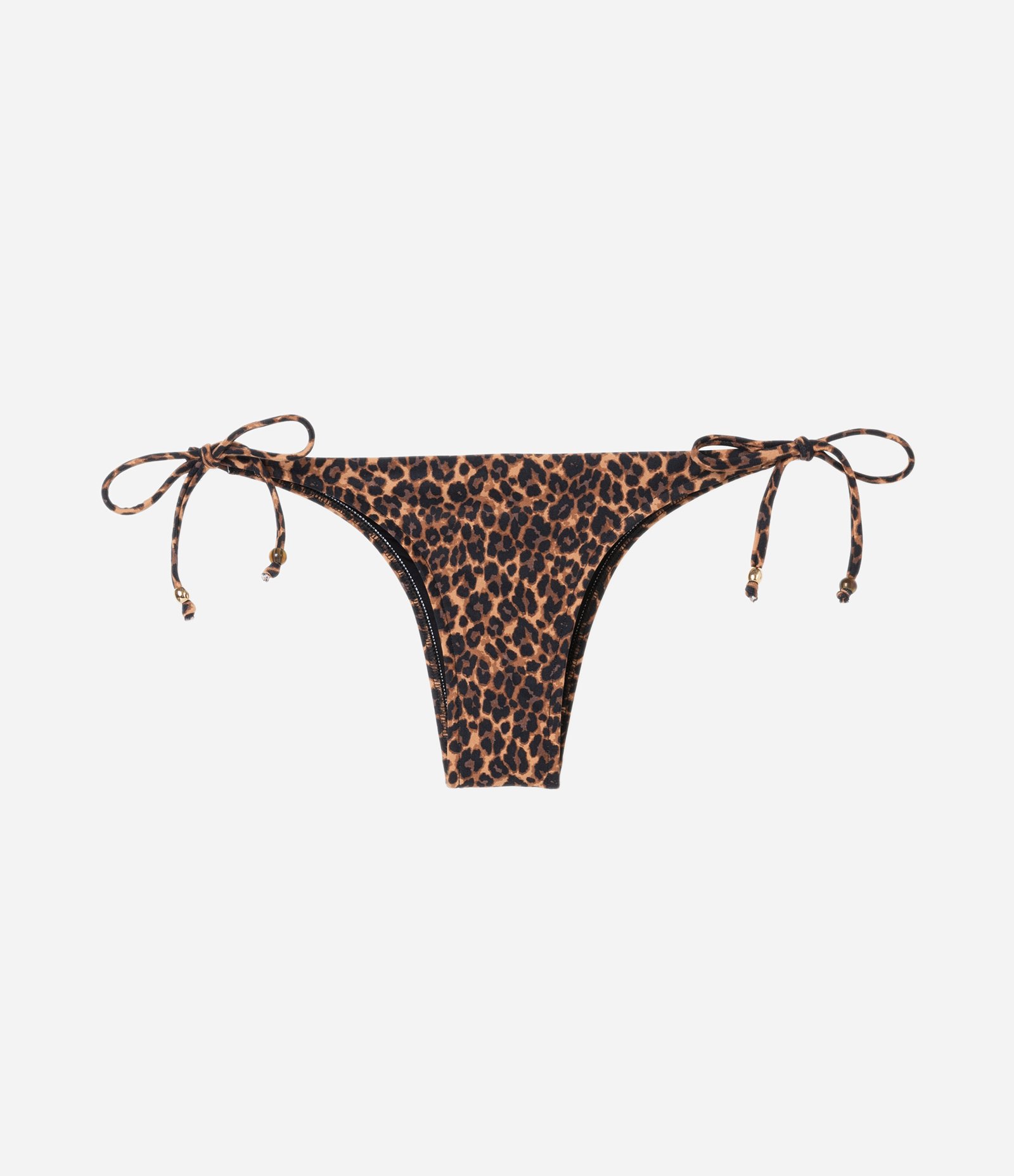 Biquíni Calcinha Lacinho Estampada de Onça com Ponteira de Madeira e Efeito Empina Bumbum Marrom 5