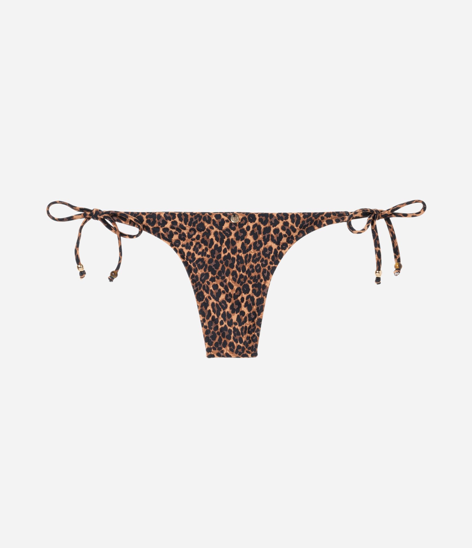 Biquíni Calcinha Lacinho Estampada de Onça com Ponteira de Madeira e Efeito Empina Bumbum Marrom 6