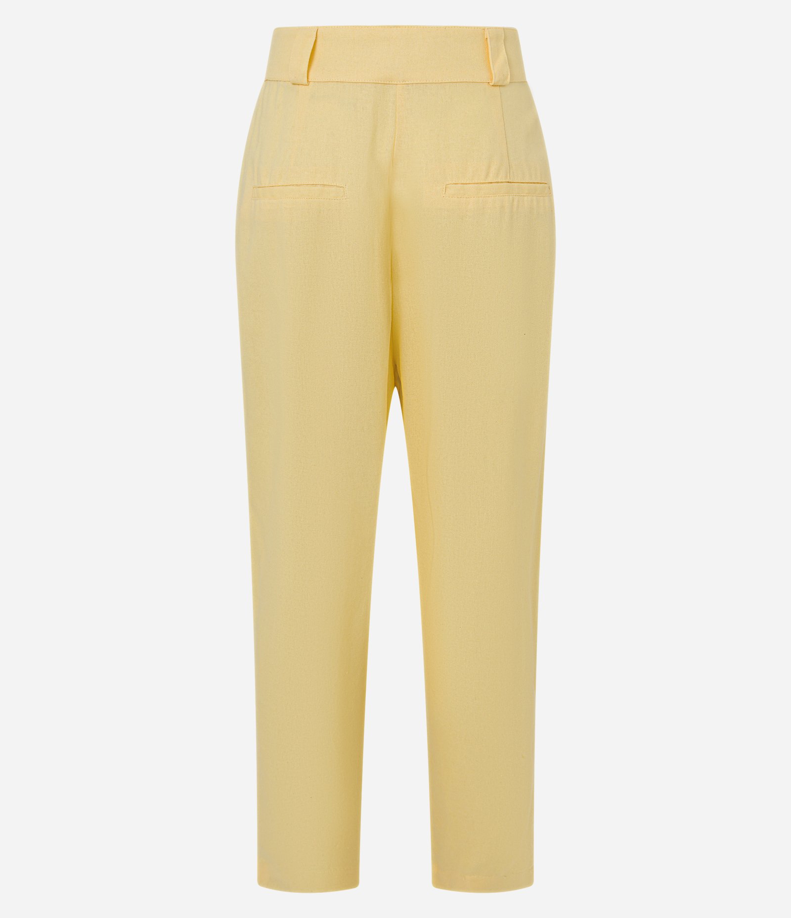 Calça Cenoura em Viscolinho com Lapela e Pregas Amarelo 7