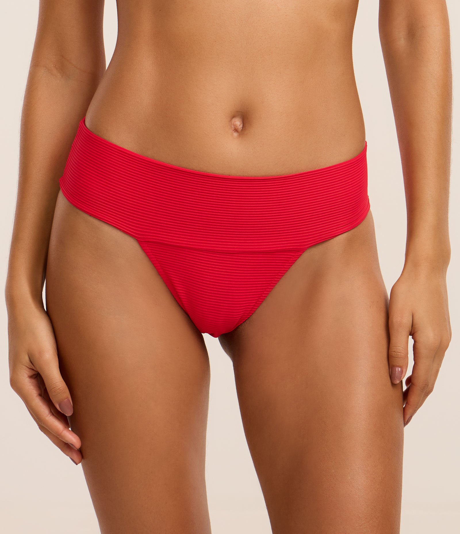 Biquíni Calcinha Pala Larga em Microfibra Canelada Vermelho 2