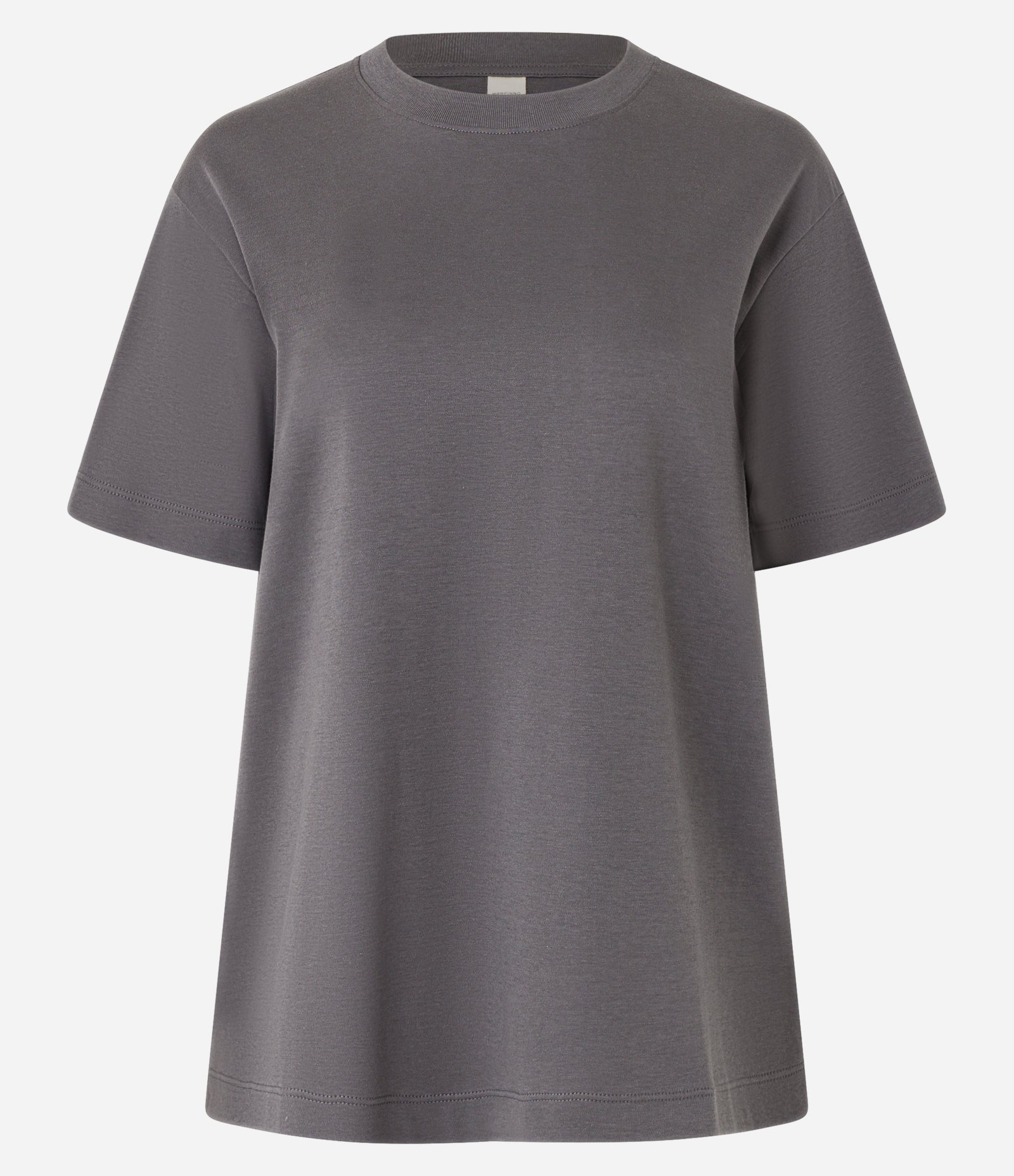 Camiseta em Algodão Peruano com Gola Redonda Cinza 5