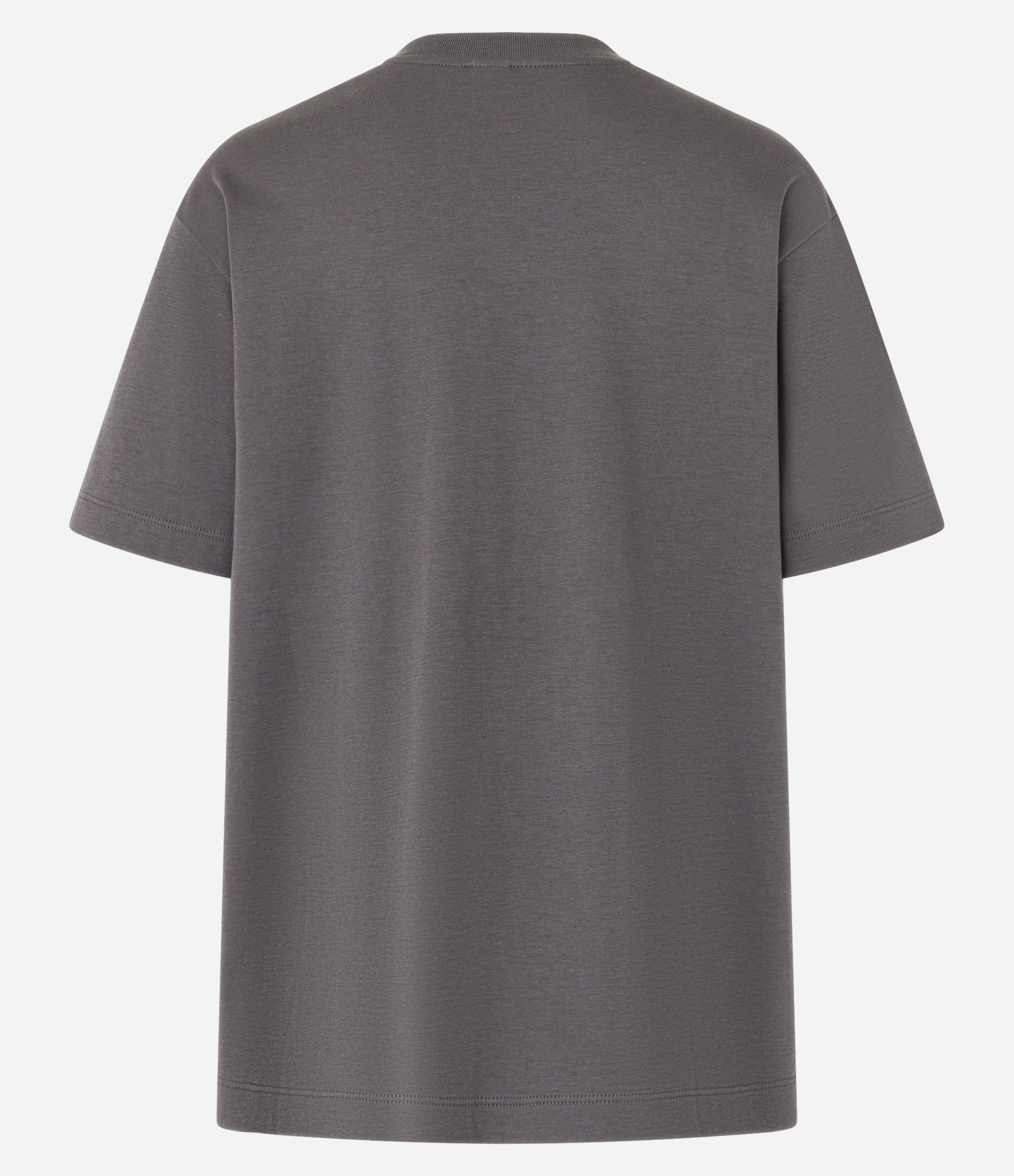 Camiseta em Algodão Peruano com Gola Redonda Cinza 6