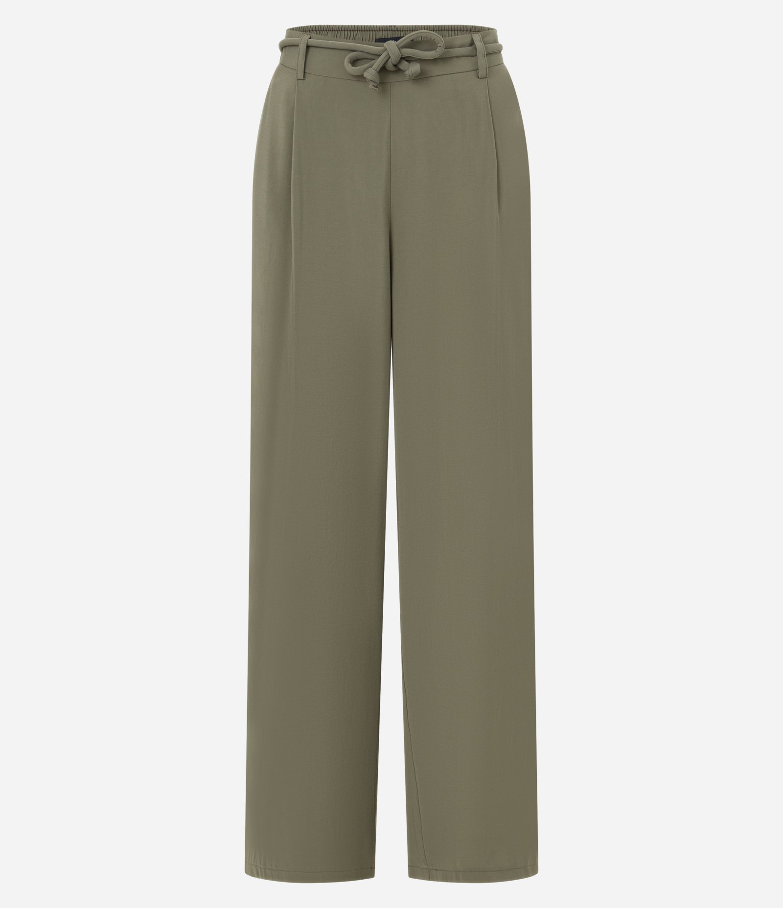 Calça Wide Leg Cintura Alta em Viscose com Cinto Corda Verde Oliva 5