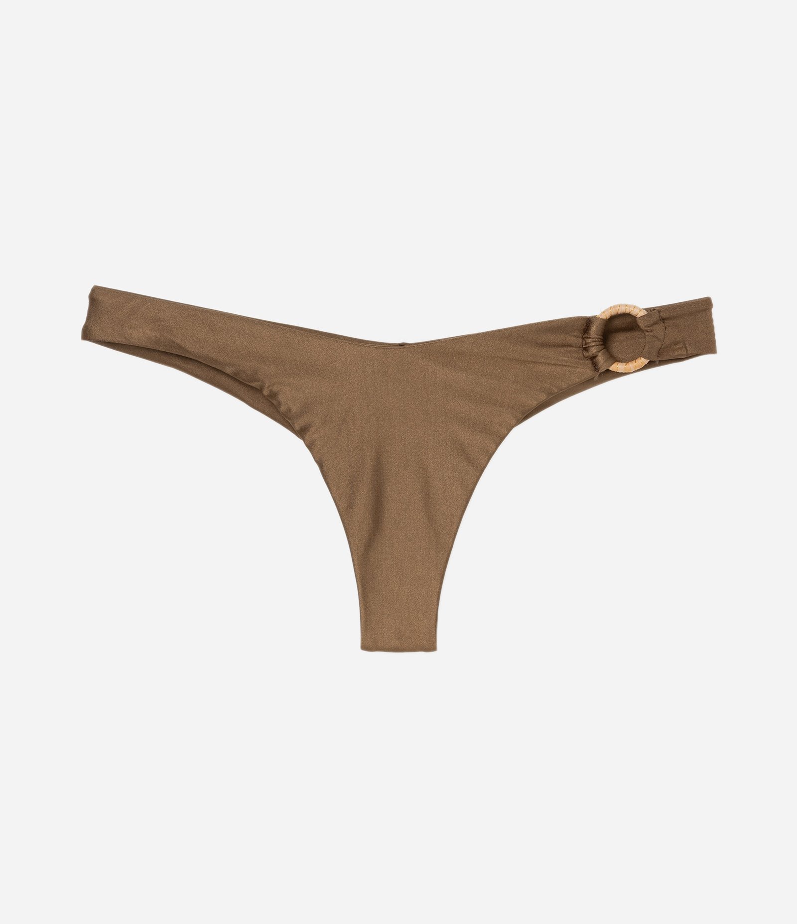 Biquíni Calcinha Asa Delta Metalizada com Argola de Palha Marrom 5