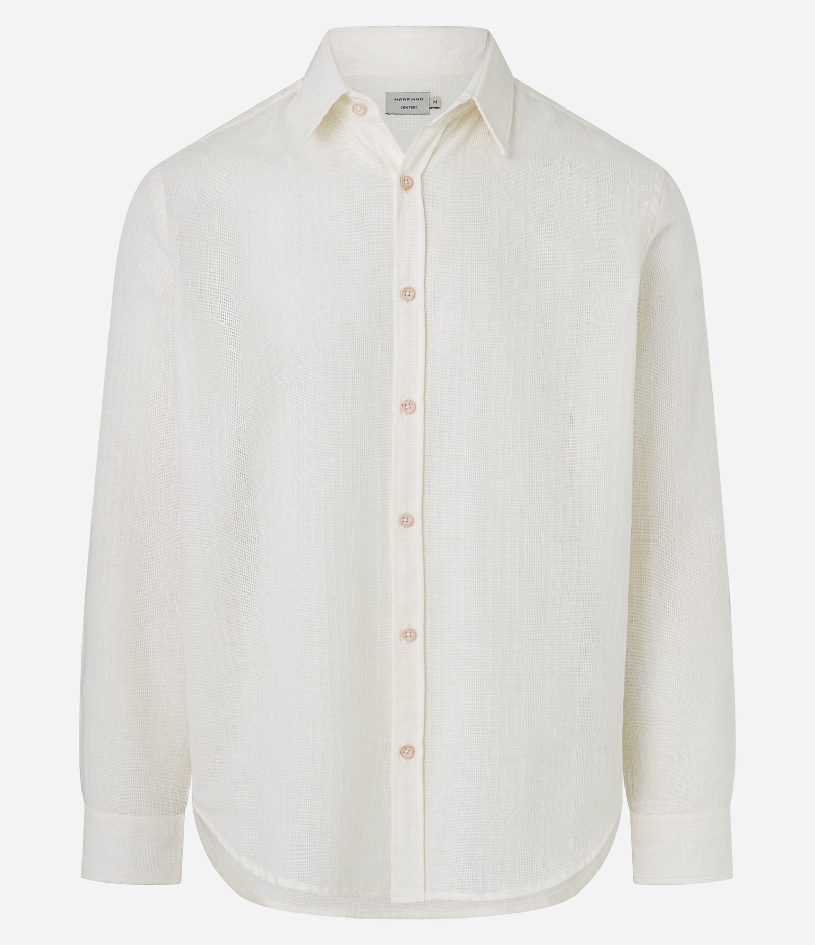 Camisa Comfort Com Textura Vertical Off White 1