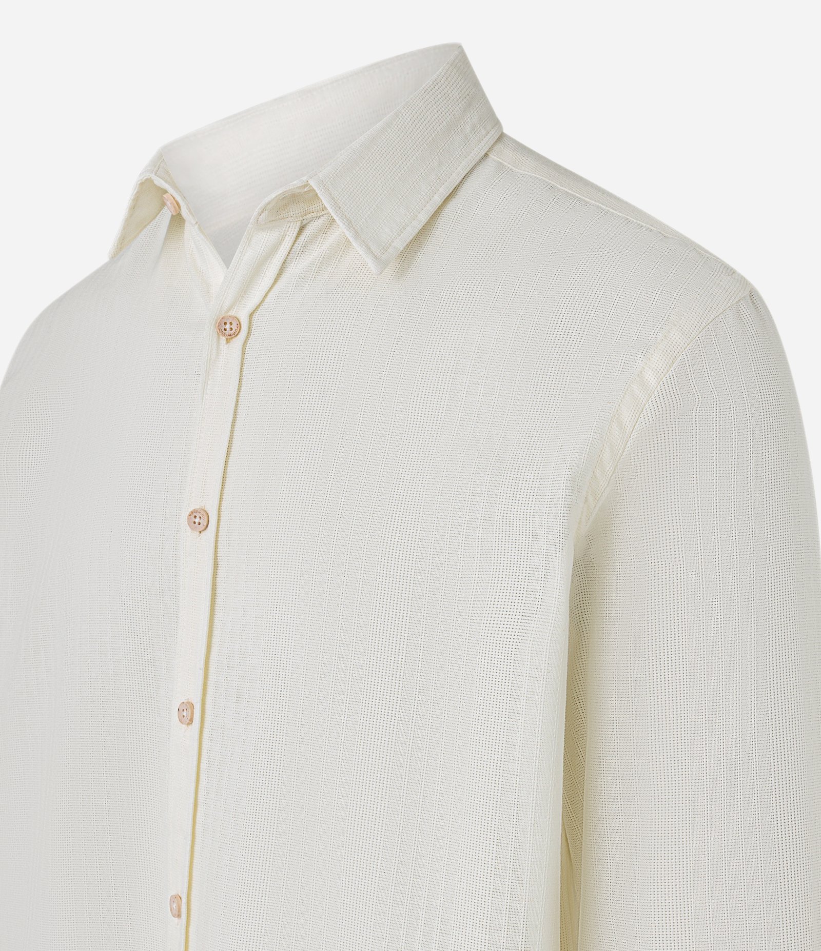 Camisa Comfort Com Textura Vertical Off White 2