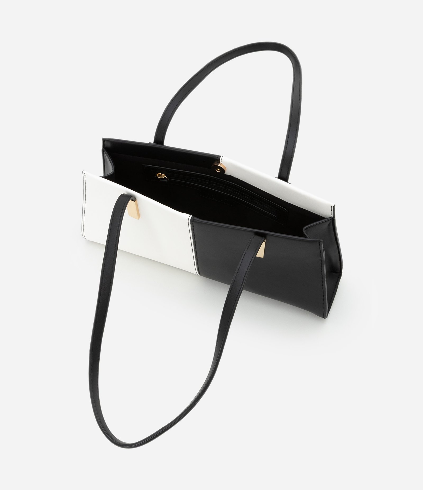 Bolsa Shoulder Média com Recorte Bicolor Preto/Branco 5