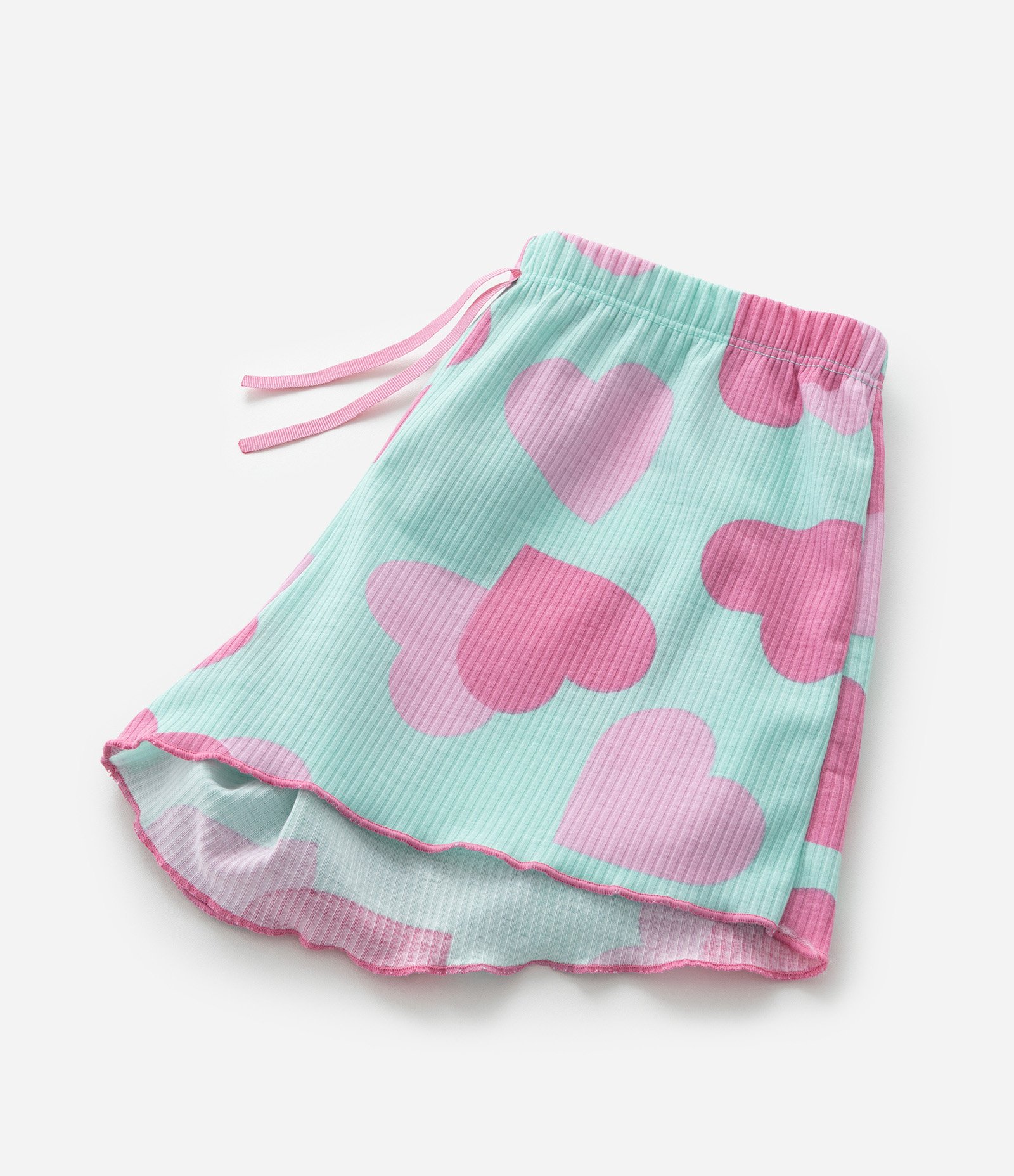 Pijama Infantil em Ribana com Estampa Corações - Tam 5 a 16 Anos Azul/Rosa 11