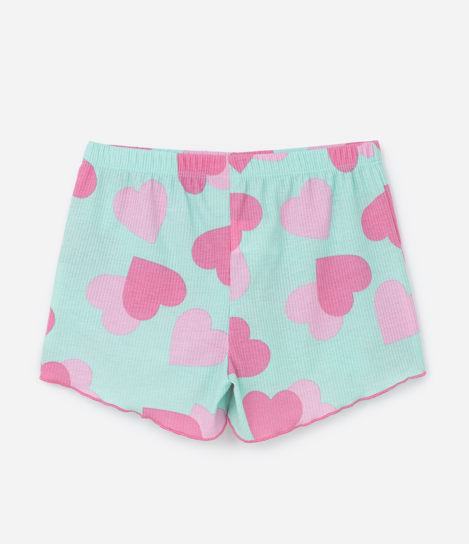 Pijama Infantil em Ribana com Estampa Corações - Tam 5 a 16 Anos Azul/Rosa 4