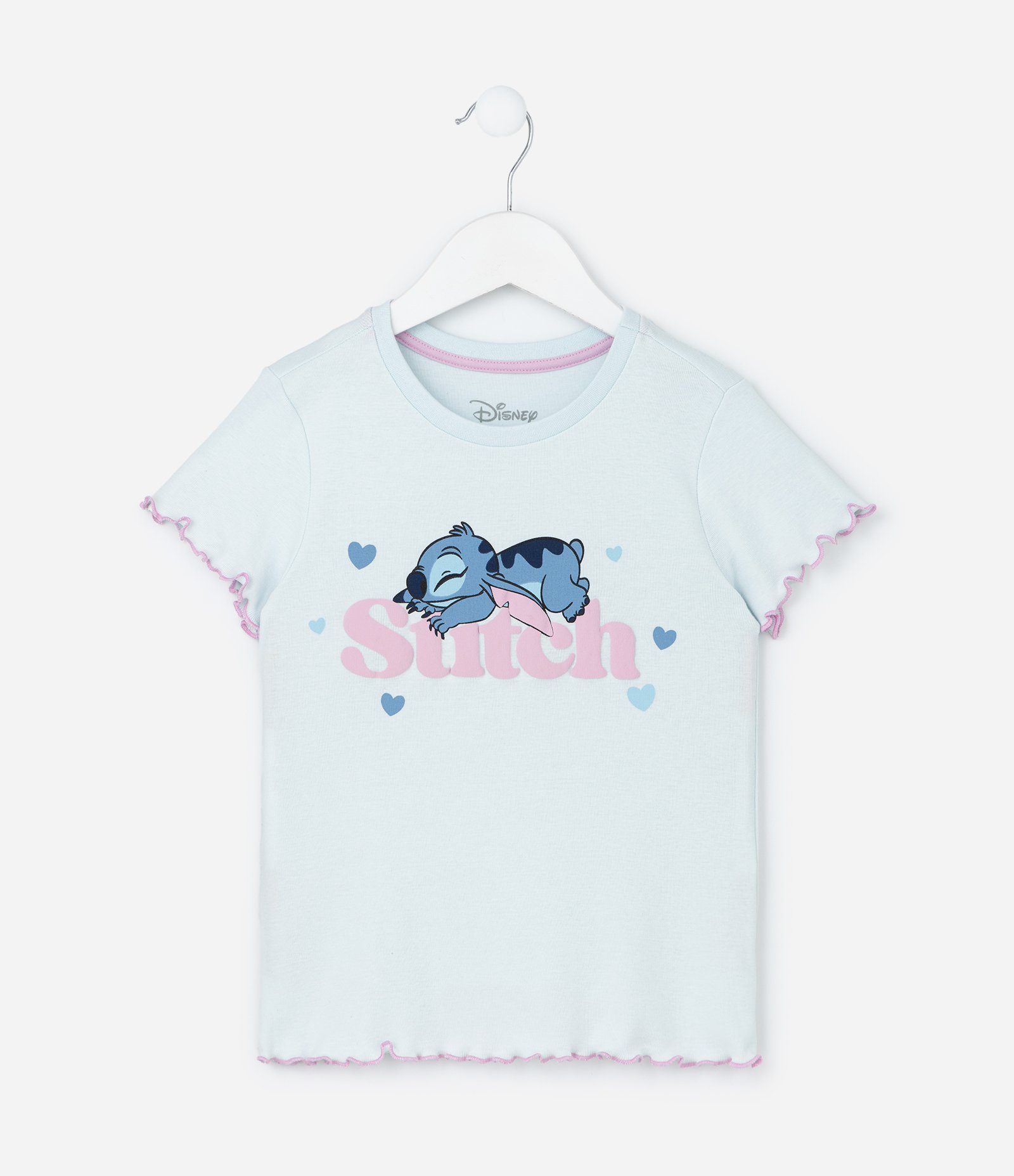 Pijama Infantil em Ribana com Estampa do Stitch - Tam 5 a 14 Anos Azul 2