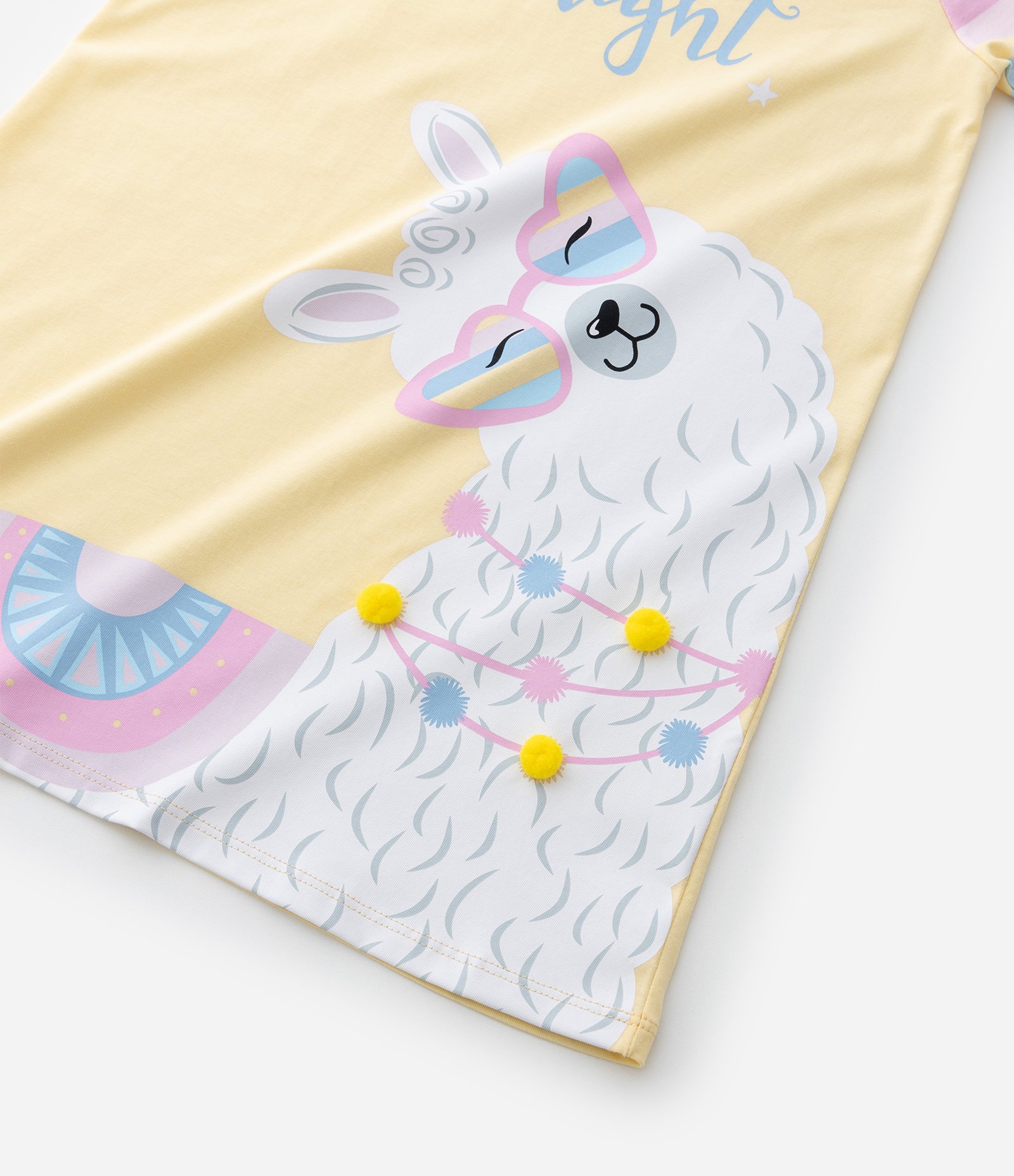 Camisola Infantil com Pompons e Estampa Lhama - Tam 5 a 14 Anos Amarelo 6