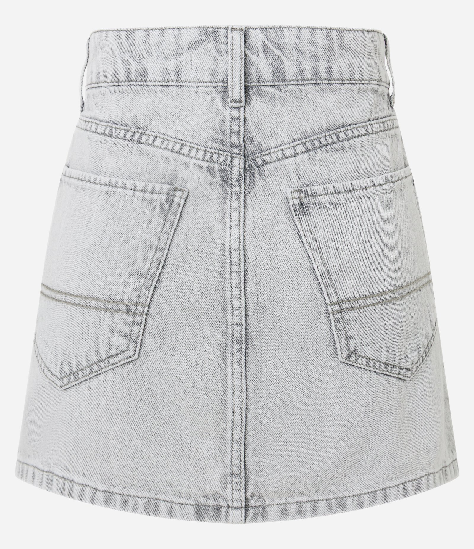 Mini Saia em Jeans com Cintura Alta e Lenço Paisley Cinza 6
