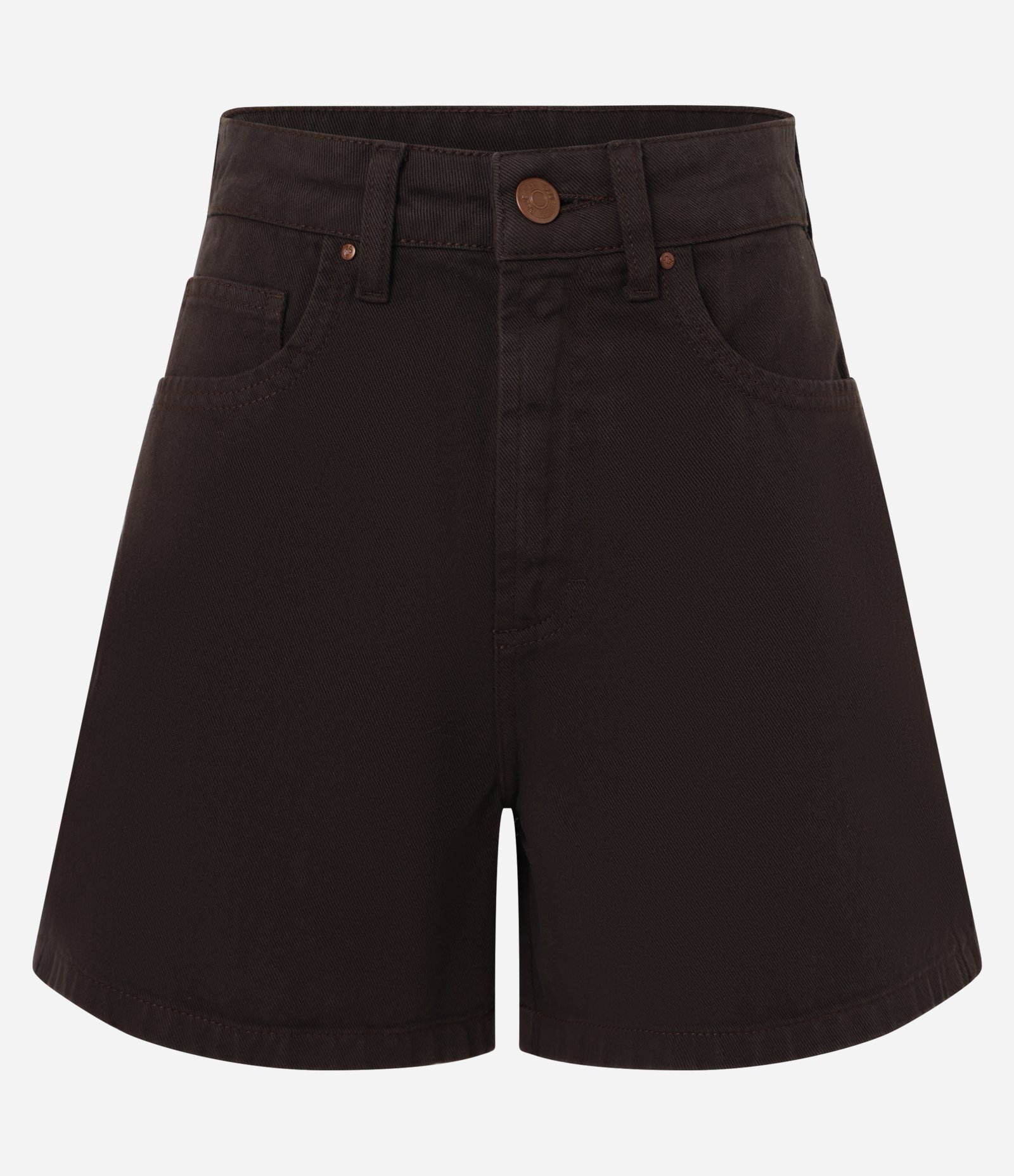 Short Mom Cintura Alta em Sarja com Bolsos Marrom 7