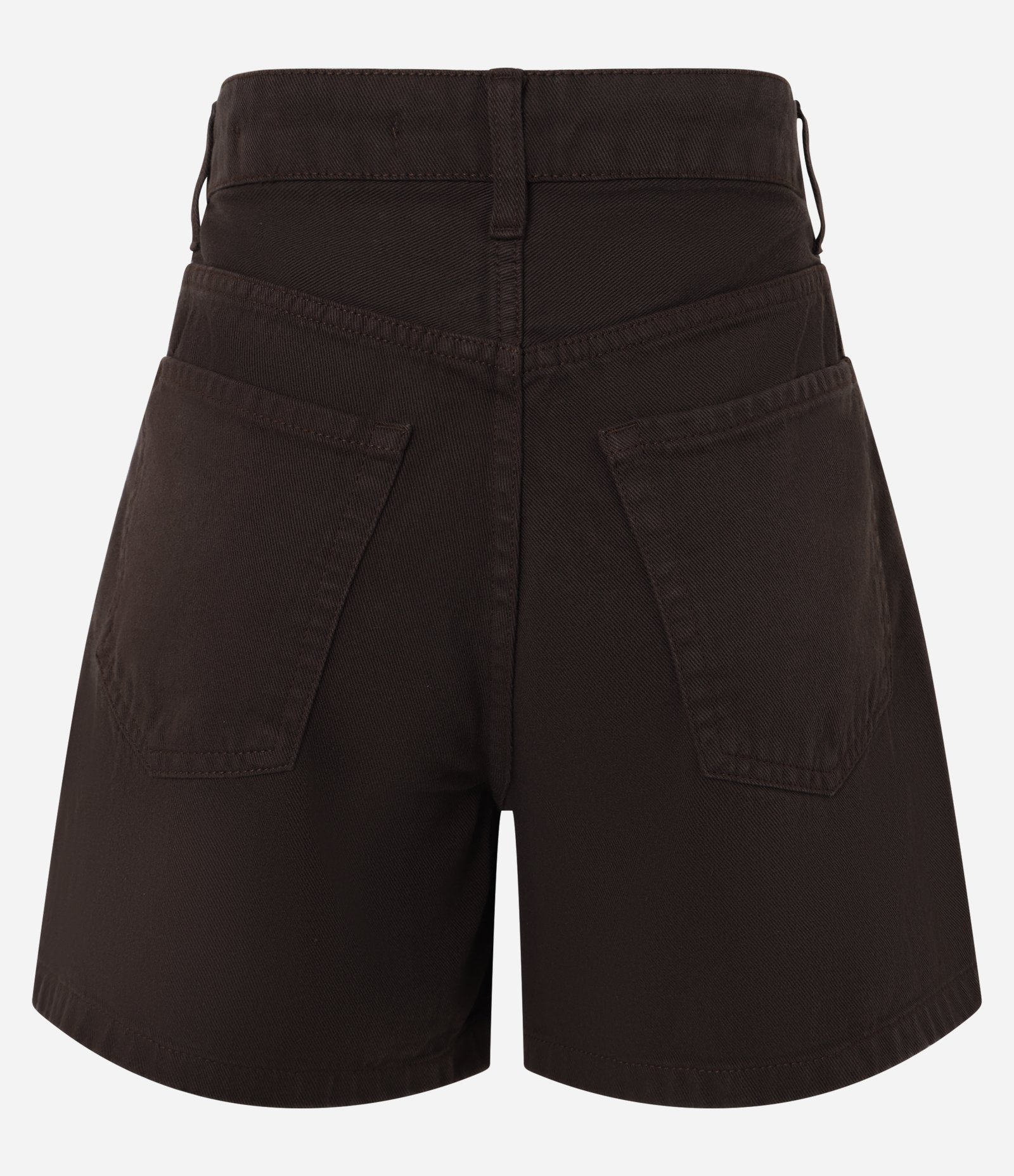 Short Mom Cintura Alta em Sarja com Bolsos Marrom 8
