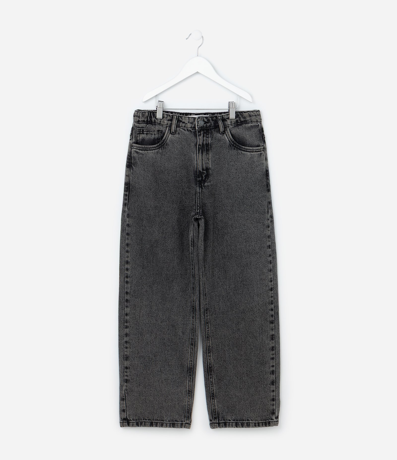 Calça Baggy Infantil em Jeans - Tam 5 a 14 Anos Cinza Escuro 1