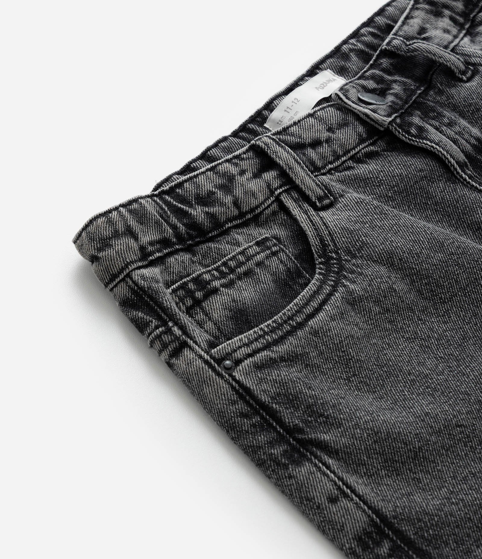 Calça Baggy Infantil em Jeans - Tam 5 a 14 Anos Cinza Escuro 5