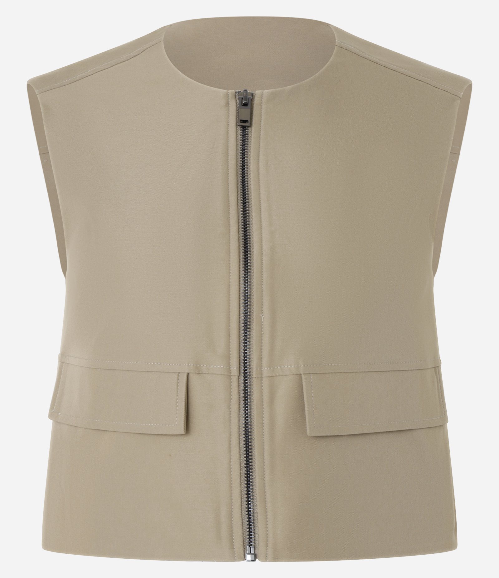 Colete em Alfaiataria com Bolsos e Lapela Bege 7