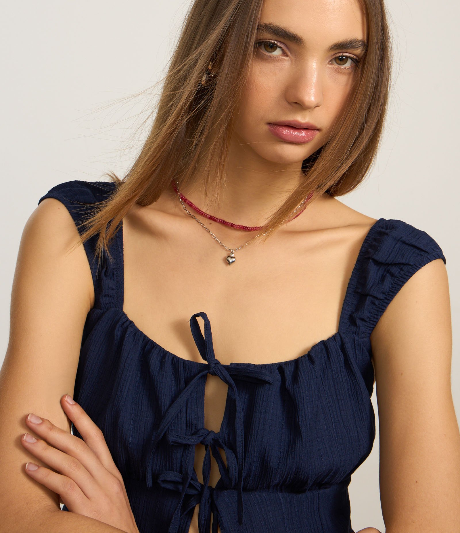 Blusa em Viscose com Amarração Frontal Azul 3