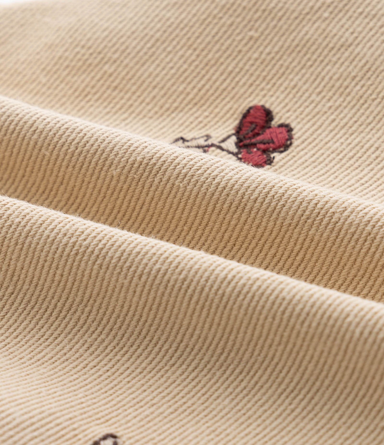 Salopete Infantil Jeans com Bordado Floral - Tam 1 a 6 Anos Bege 3