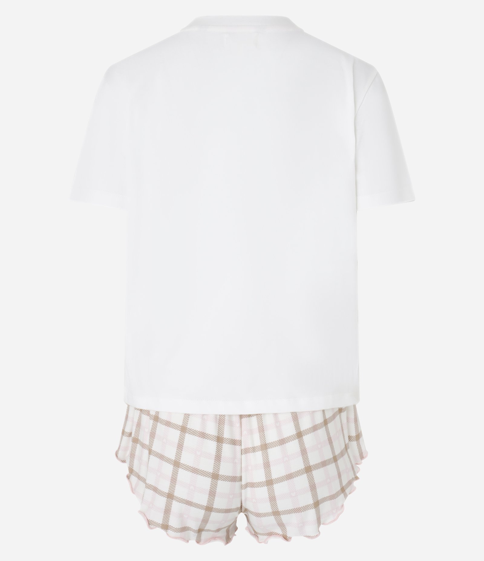 Pijama Short Doll com Estampa Xadrez e de Pets Branco 5