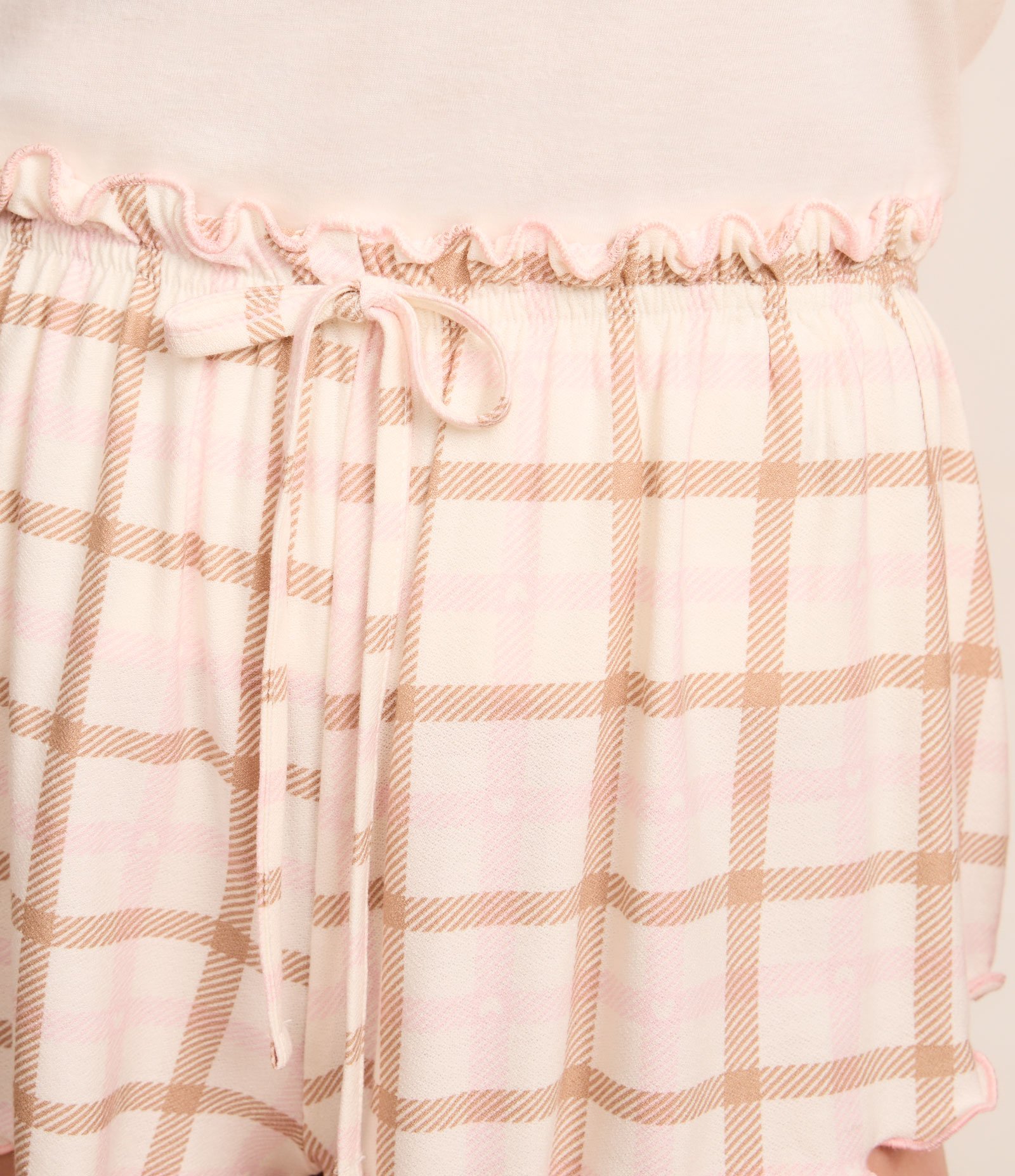 Pijama Short Doll com Estampa Xadrez e de Pets Branco 3