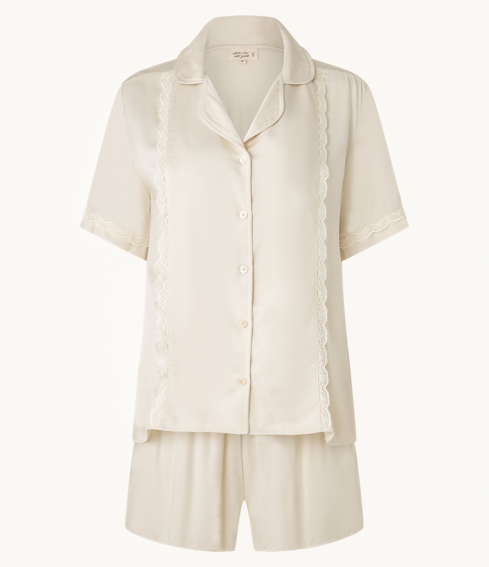 Pijama Short Doll em Viscose com Detalhe de Renda Off White 4