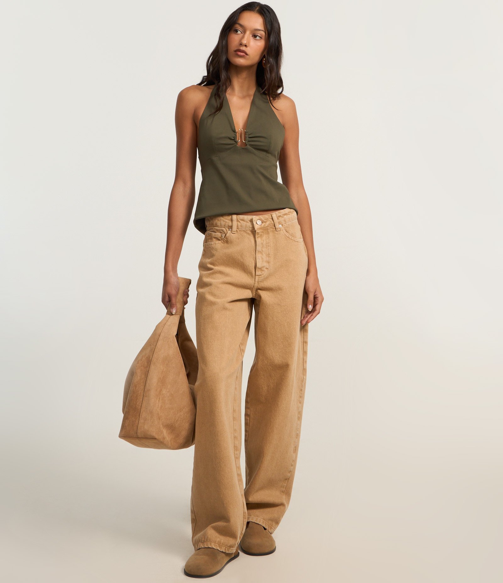 Blusa em Bengaline Frente Única com Aviamento no Busto Verde 2